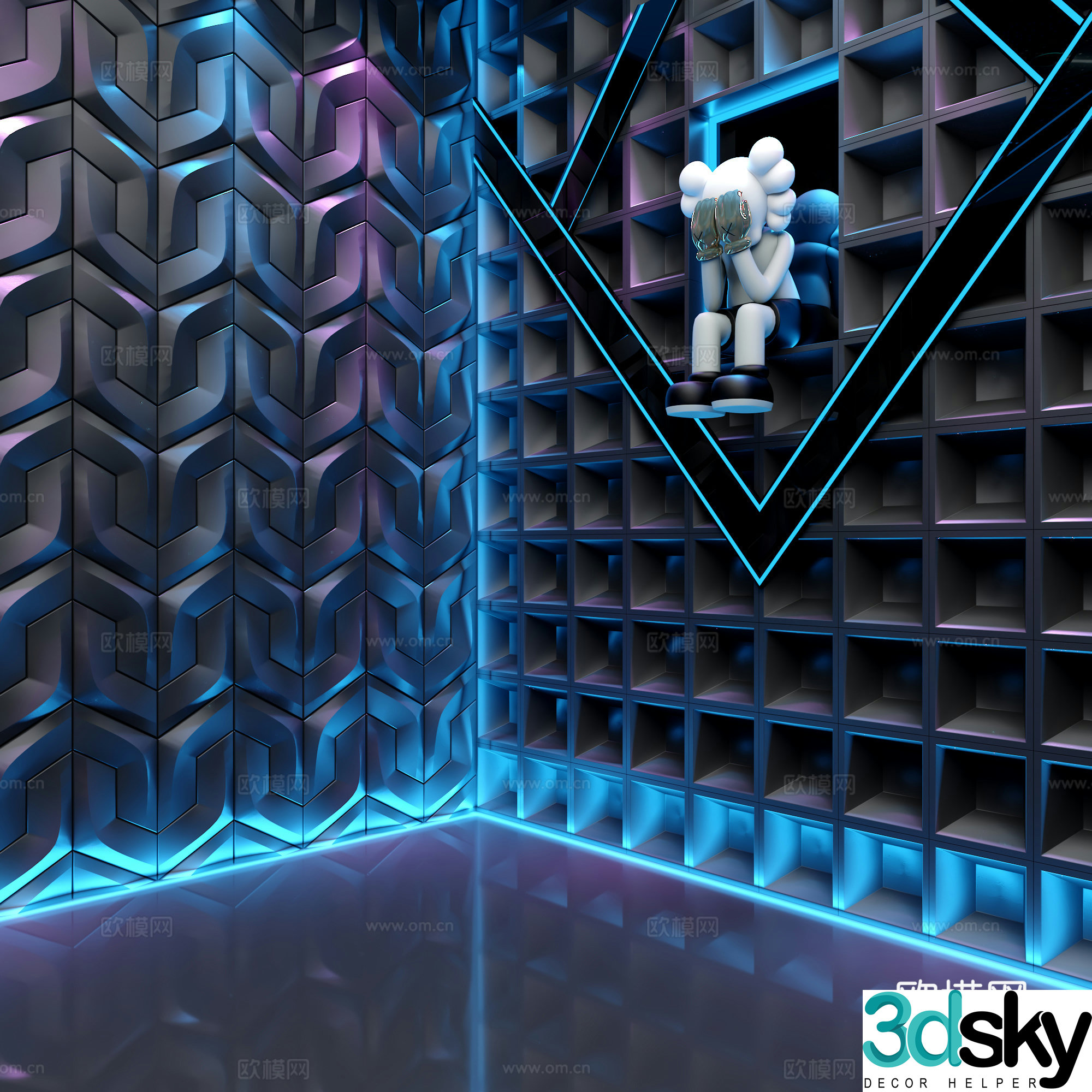 Live room background wall 3d model