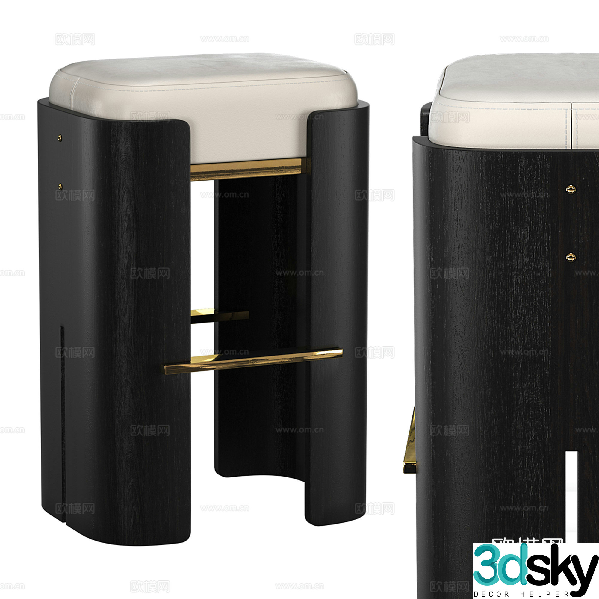 Modern light luxury sofa stool 3D model