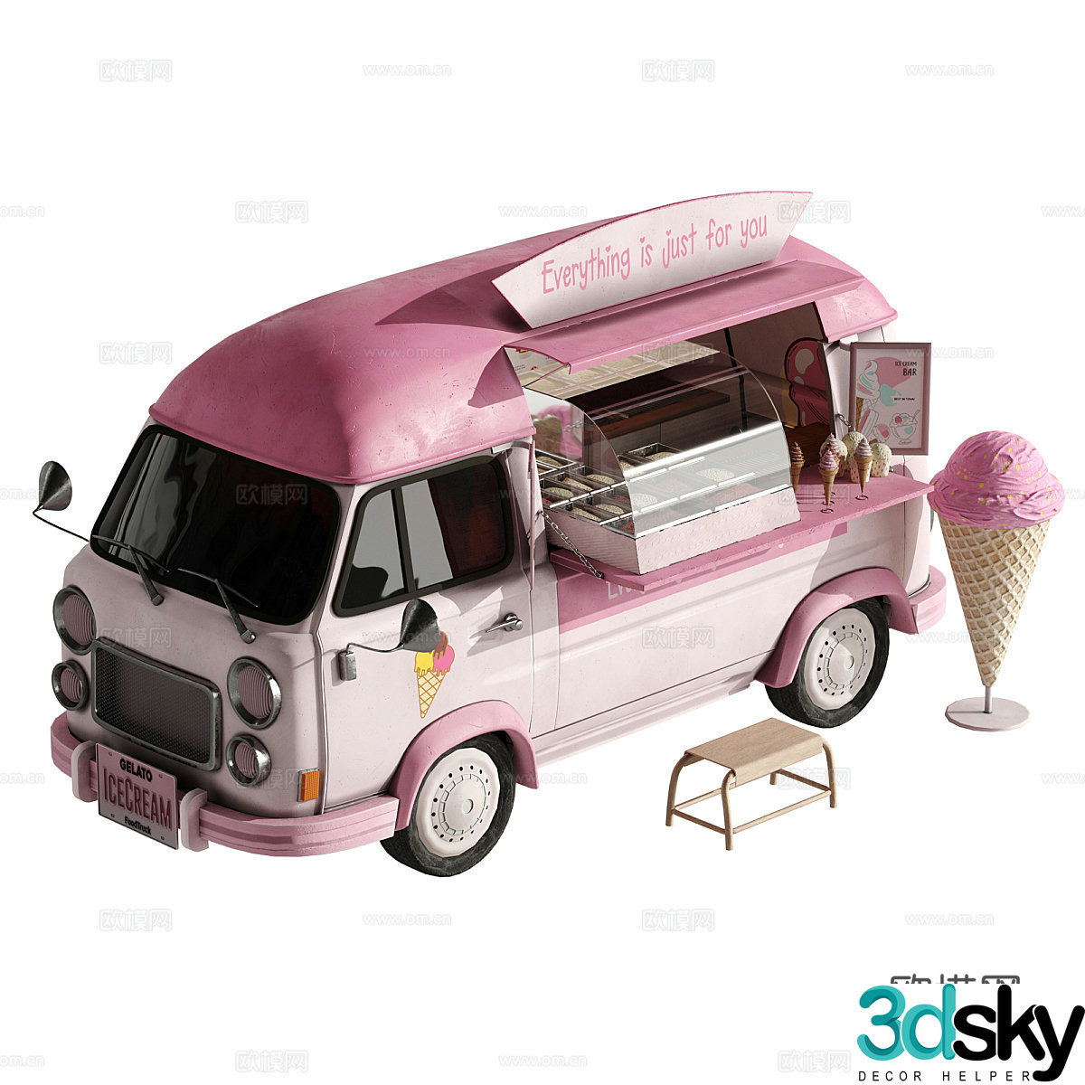 Ice cream sales car 3D model