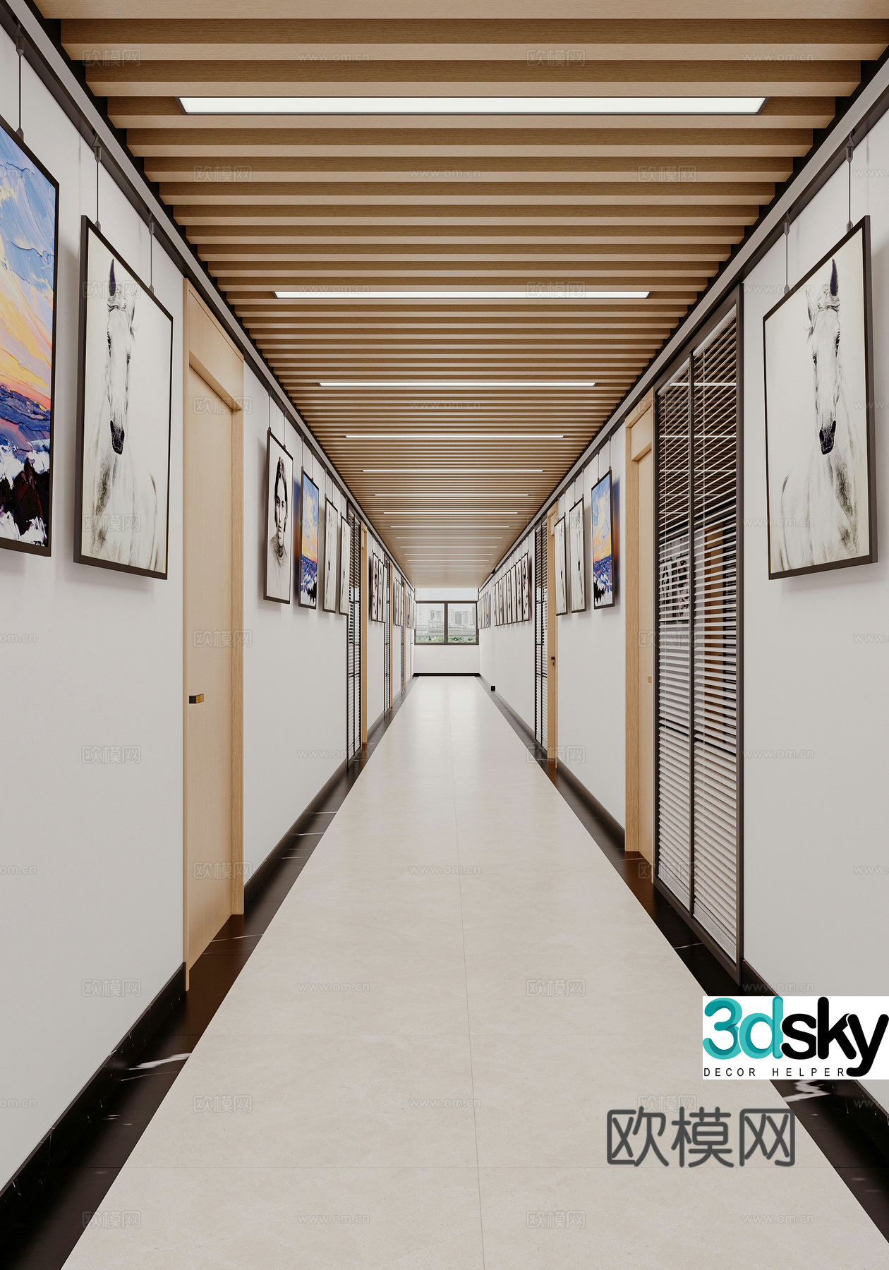School Corridor Office Corridor 3D Model