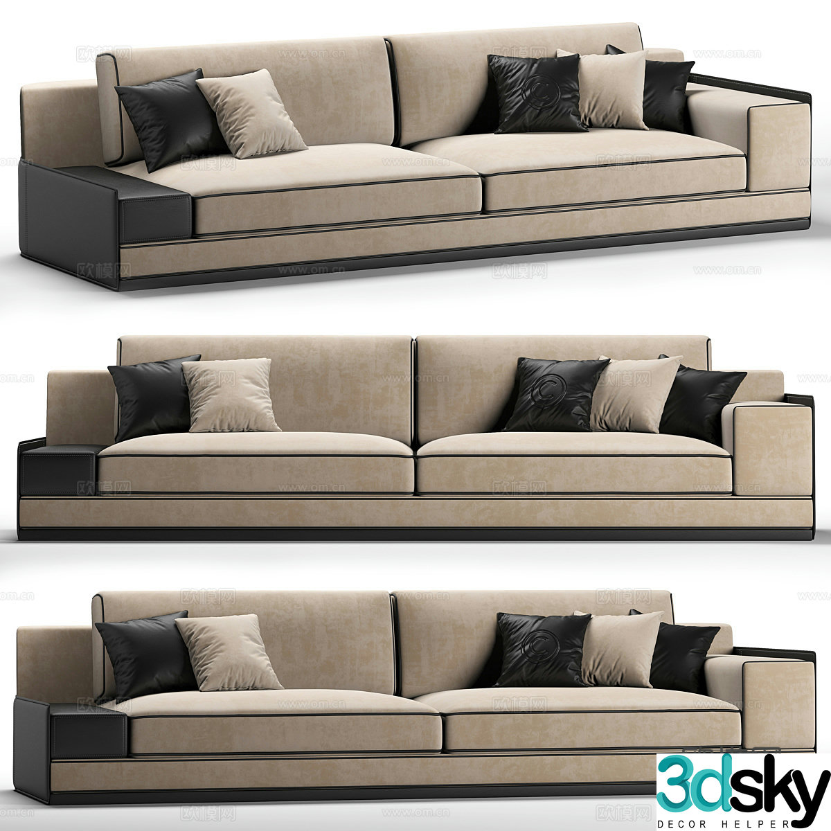 Three-person sofa 3d model