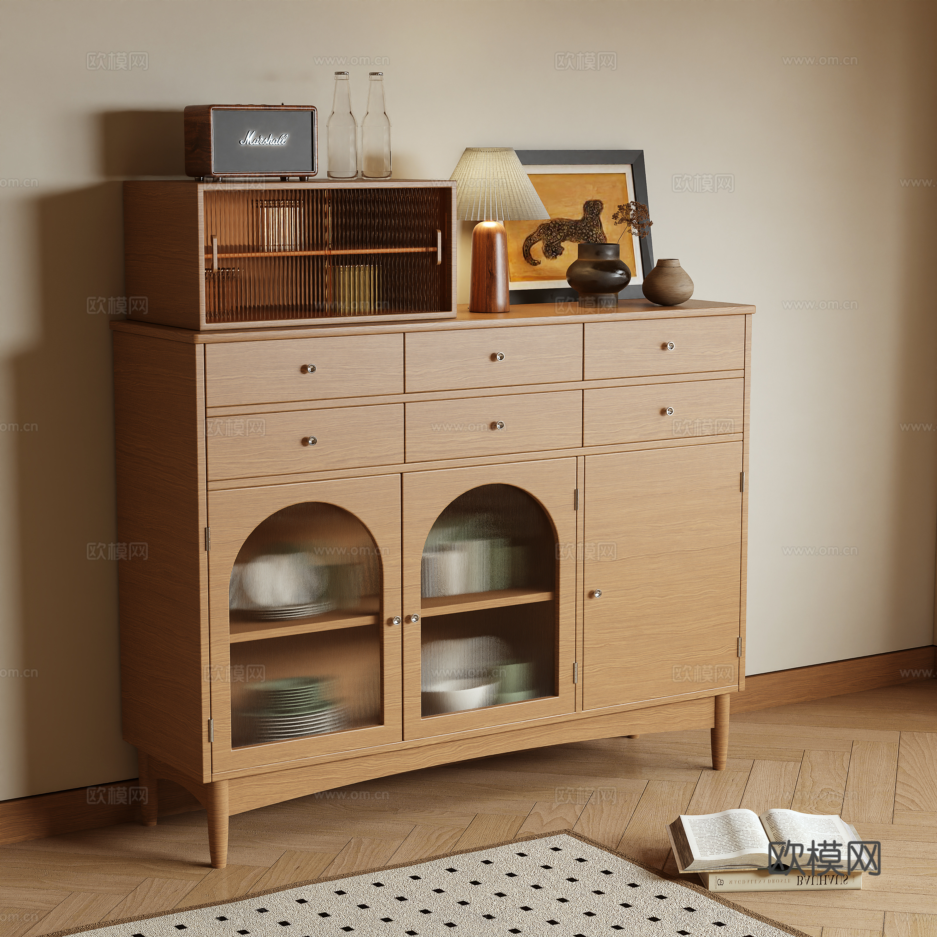 Middle-aged tea cabinet sideboard 3D model