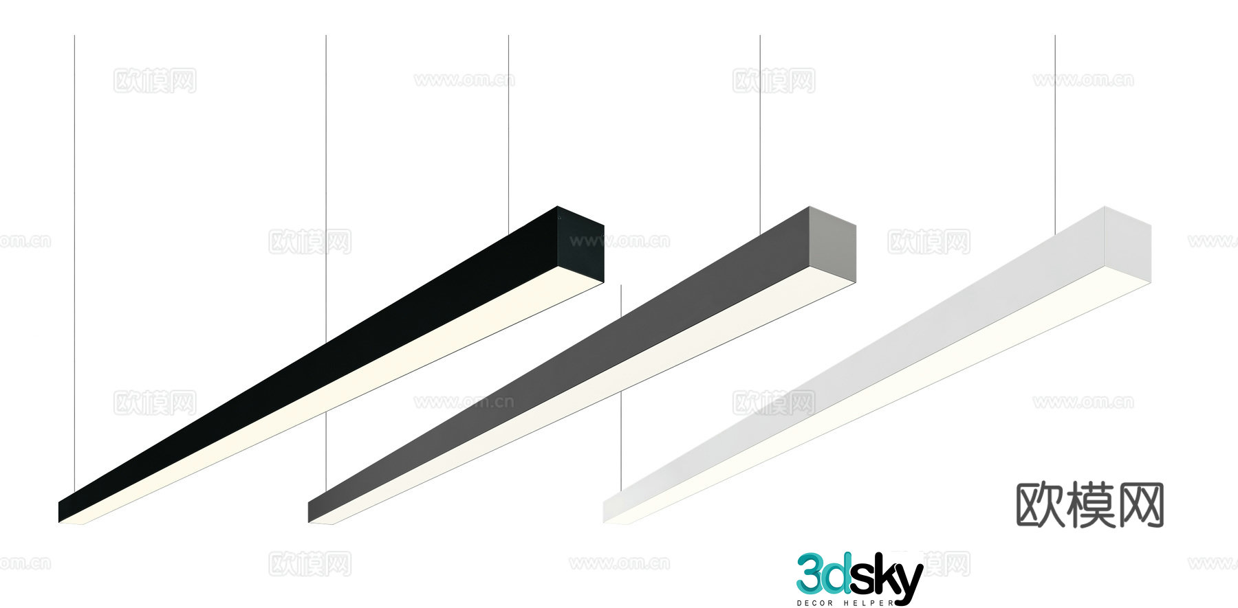 fluorescent light chandelier 3d model