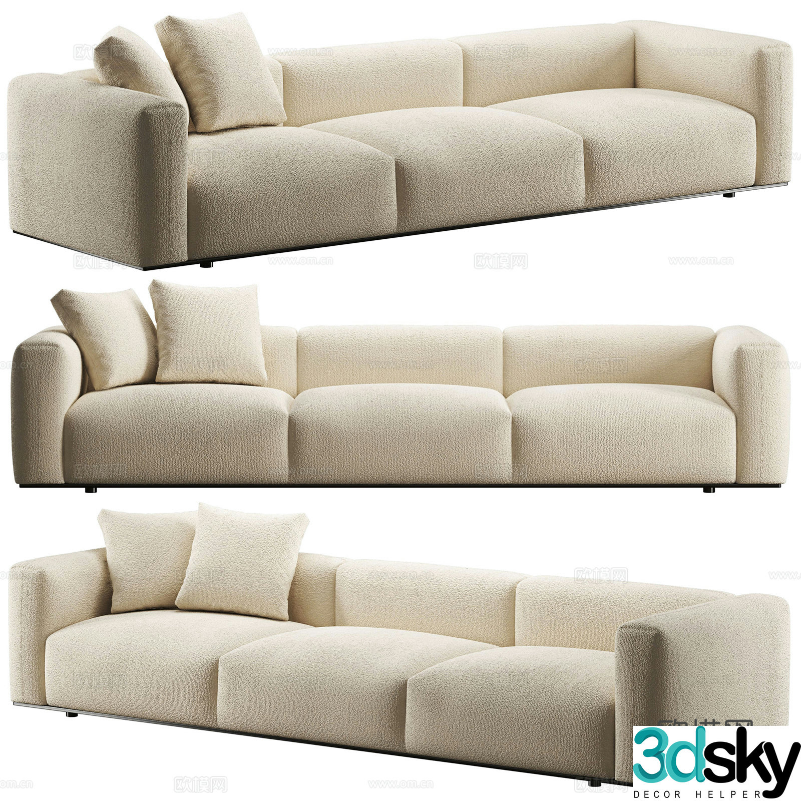 Three-person sofa 3d model