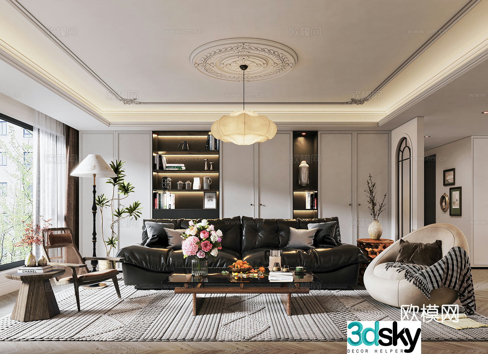 French medieval style living room 3d model