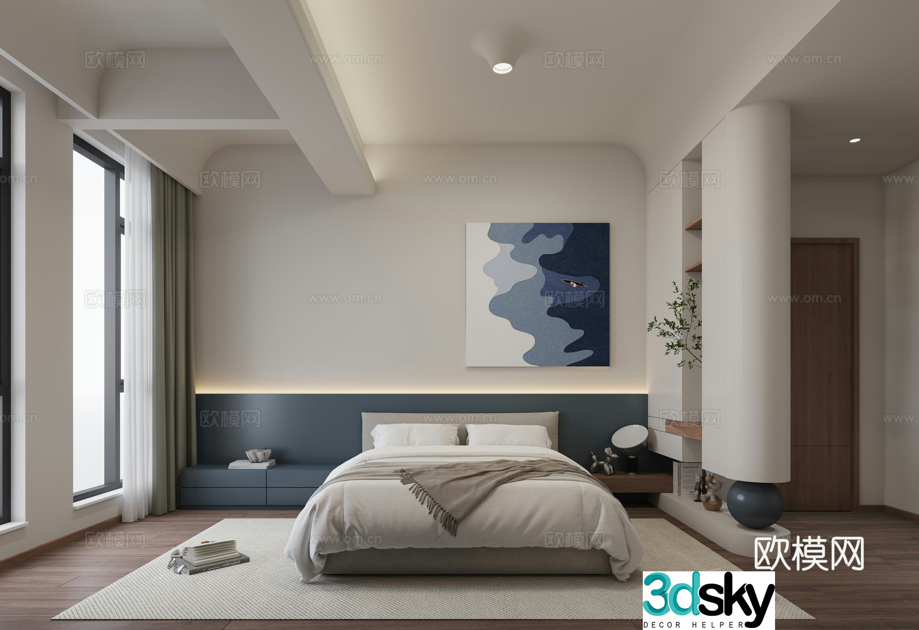 Modern blue kids room 3d model