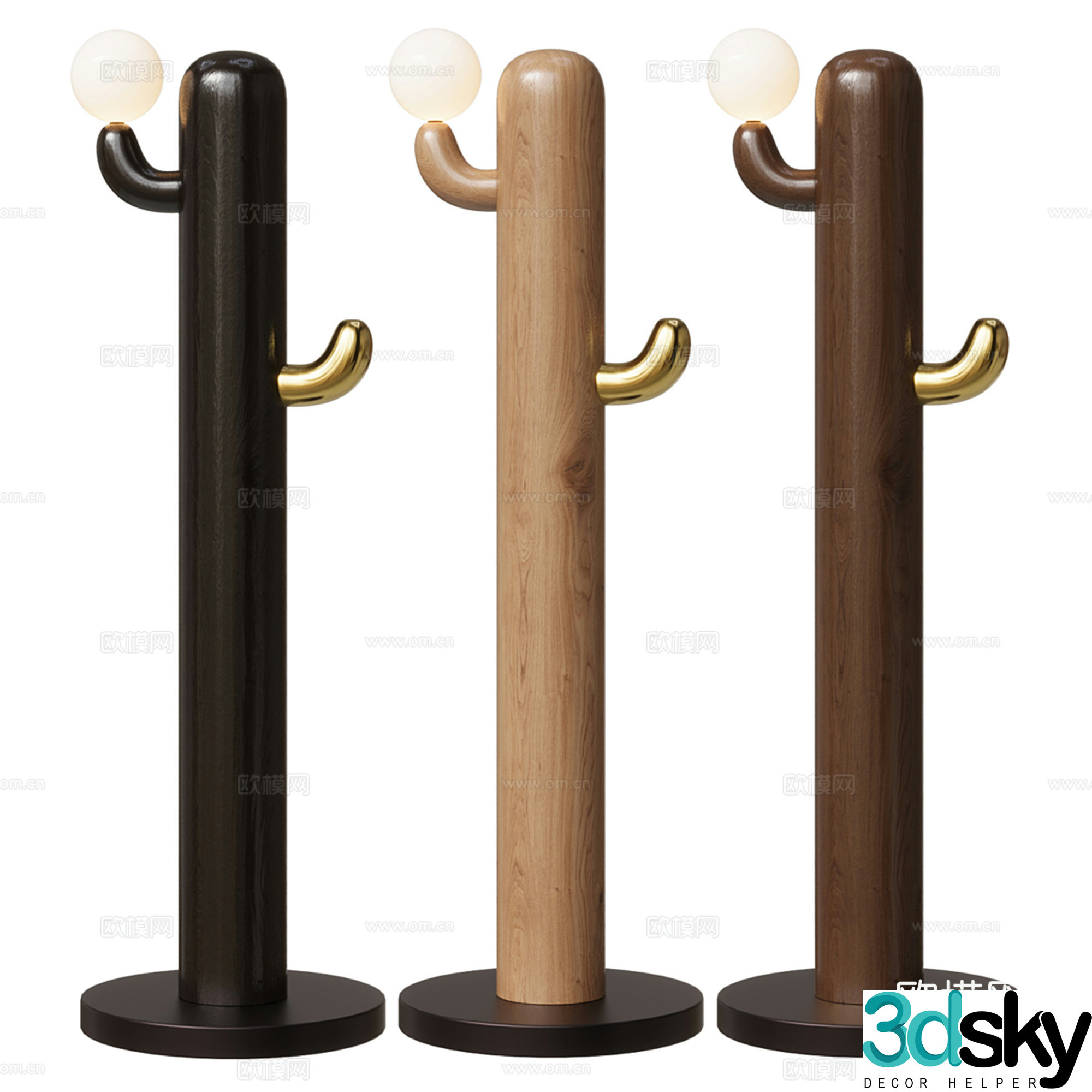 Modern wooden coat rack clothes rail 3d model