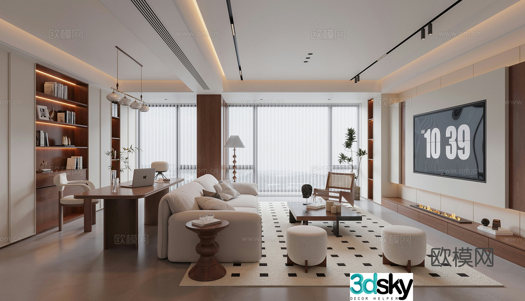 Modern medieval style living room 3d model