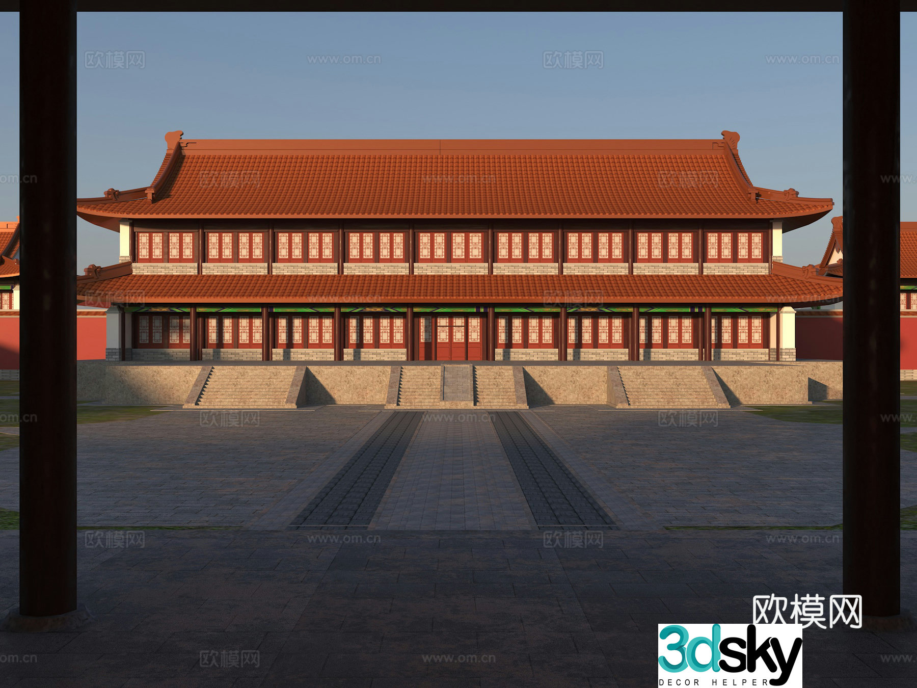 Chinese style ancient buildings Hongci Yonghu Painted ancient buildings Northern ancient buildings Hall ancient buildings Chinese style 3D model