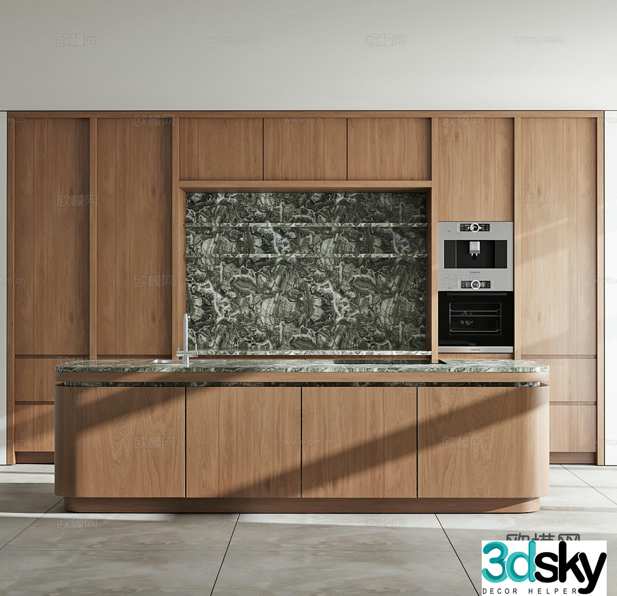 Medium-old kitchen open kitchen kitchen island cabinet kitchen supplies kitchen appliances baking 3d model