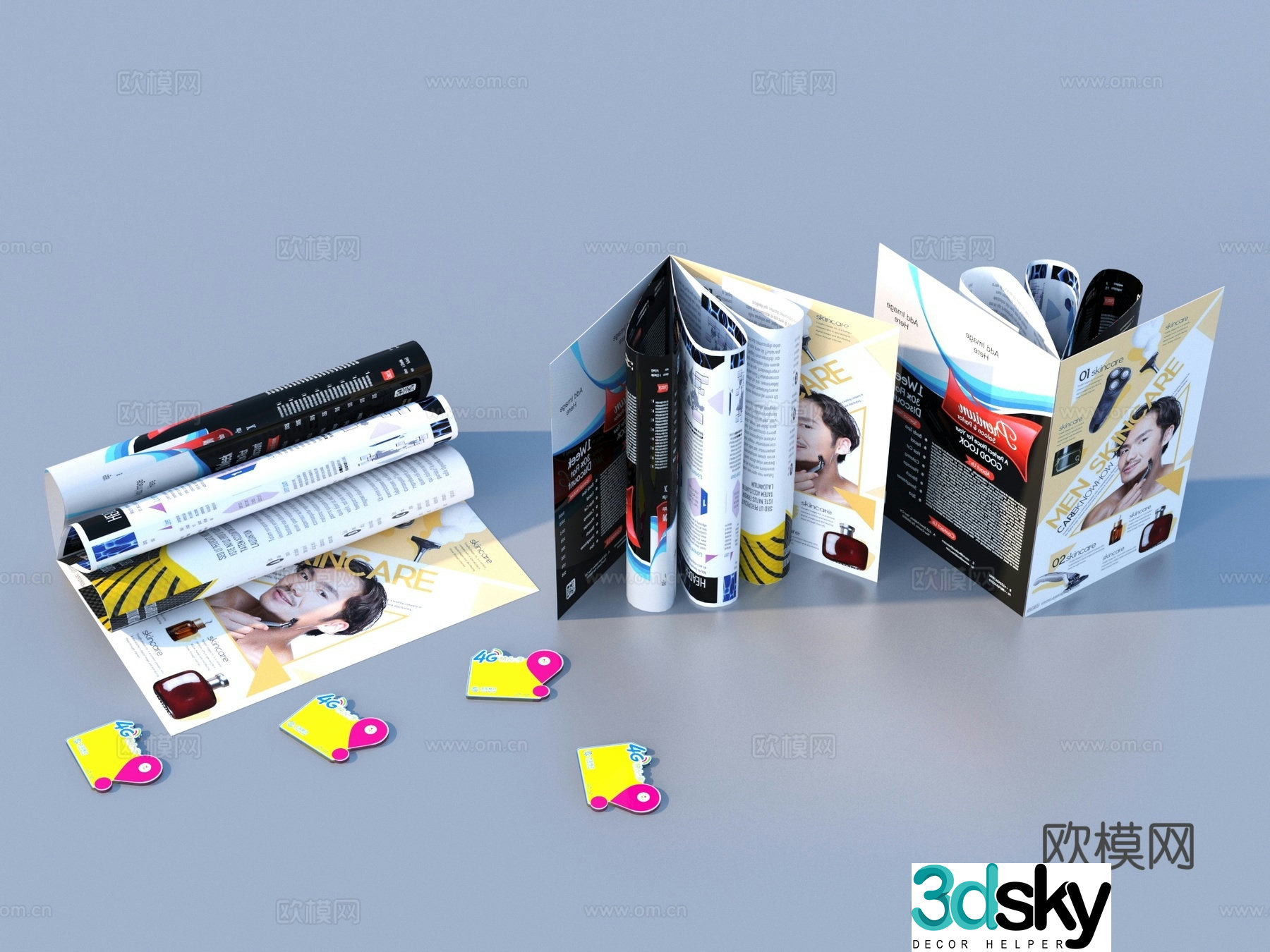 Promotional brochure card sketch 3d model