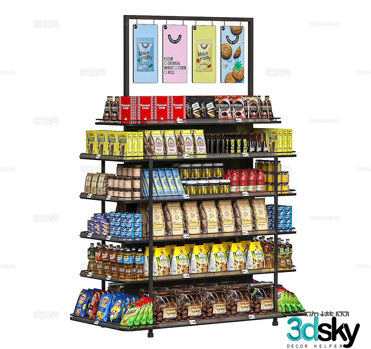 Supermarket shelves Convenience store shelves Store shelves Shopping mall shelves Display shelves exhibits Food exhibition 3D model
