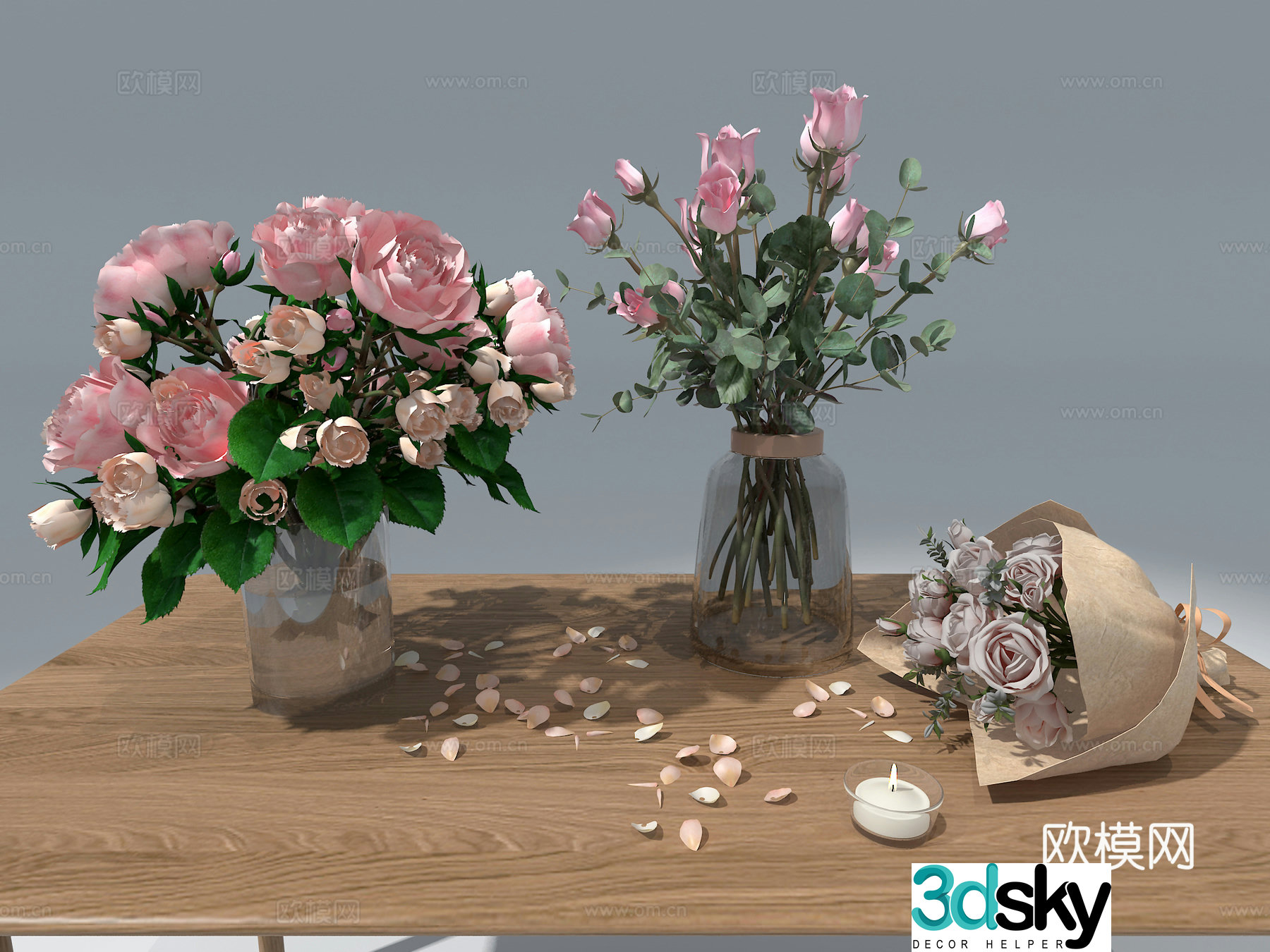 Flower vase flower arrangement 3d model