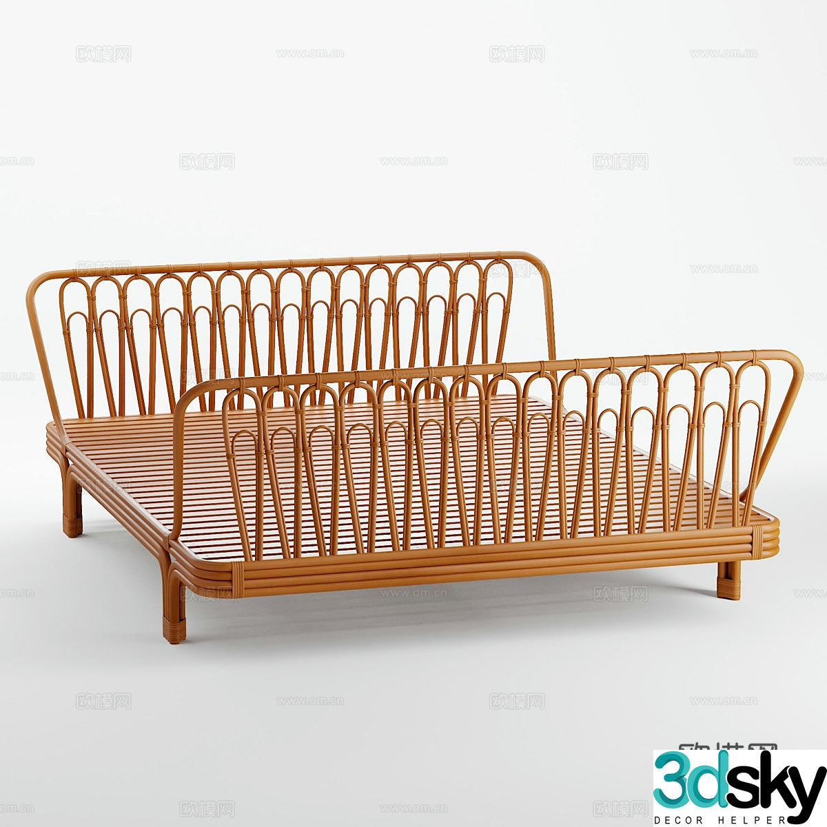Rattan bed 3d model