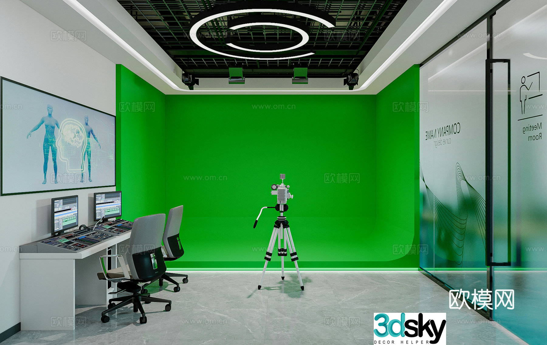 Modern style recording classroom live broadcast room office 3d model