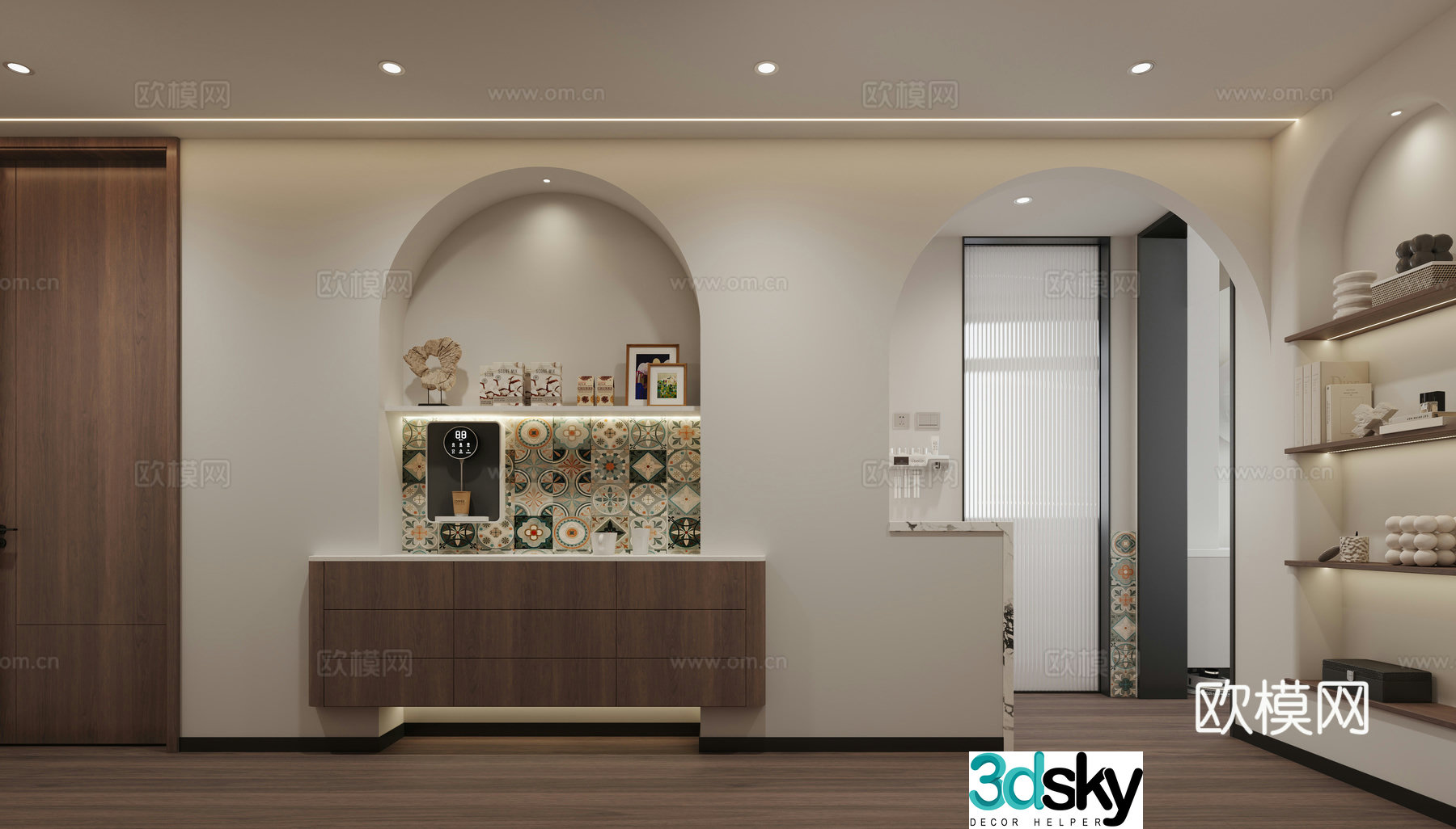 Villa aisle end view 3D model
