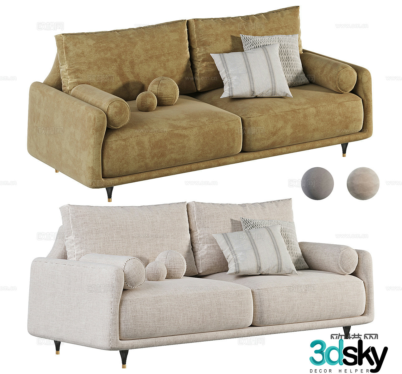 Fabric double sofa casual sofa small sofa living room sofa office sofa 3d model