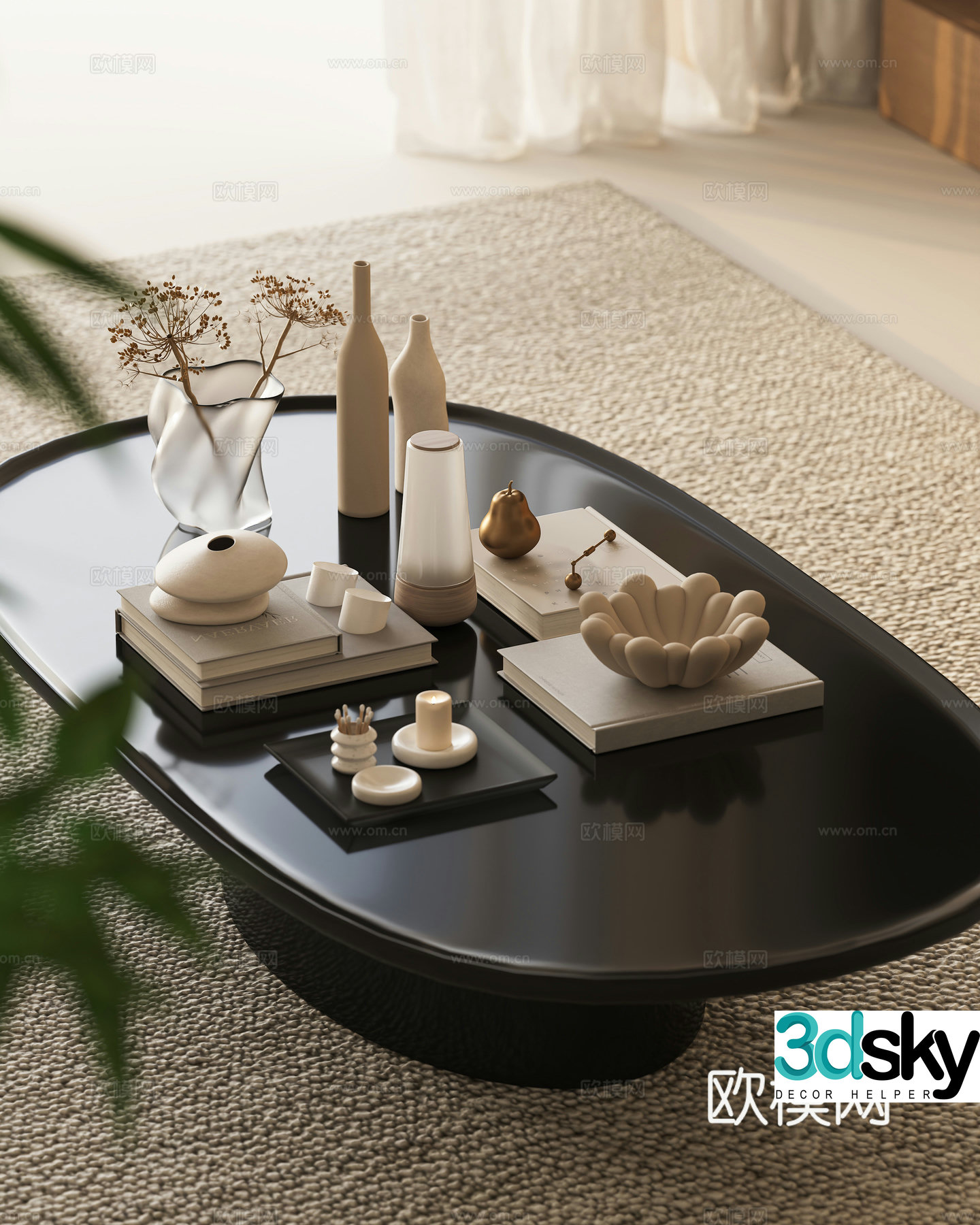 Retro Wasabi ornaments combination Middle Wasabi ornaments combination Coffee table ornaments sideboard ornaments 3D model