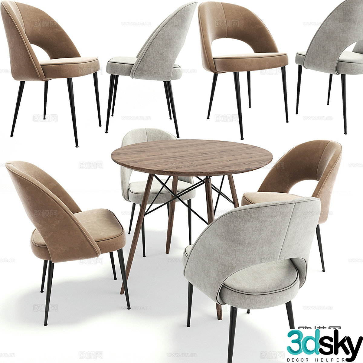 Leisure table and chair 3d model