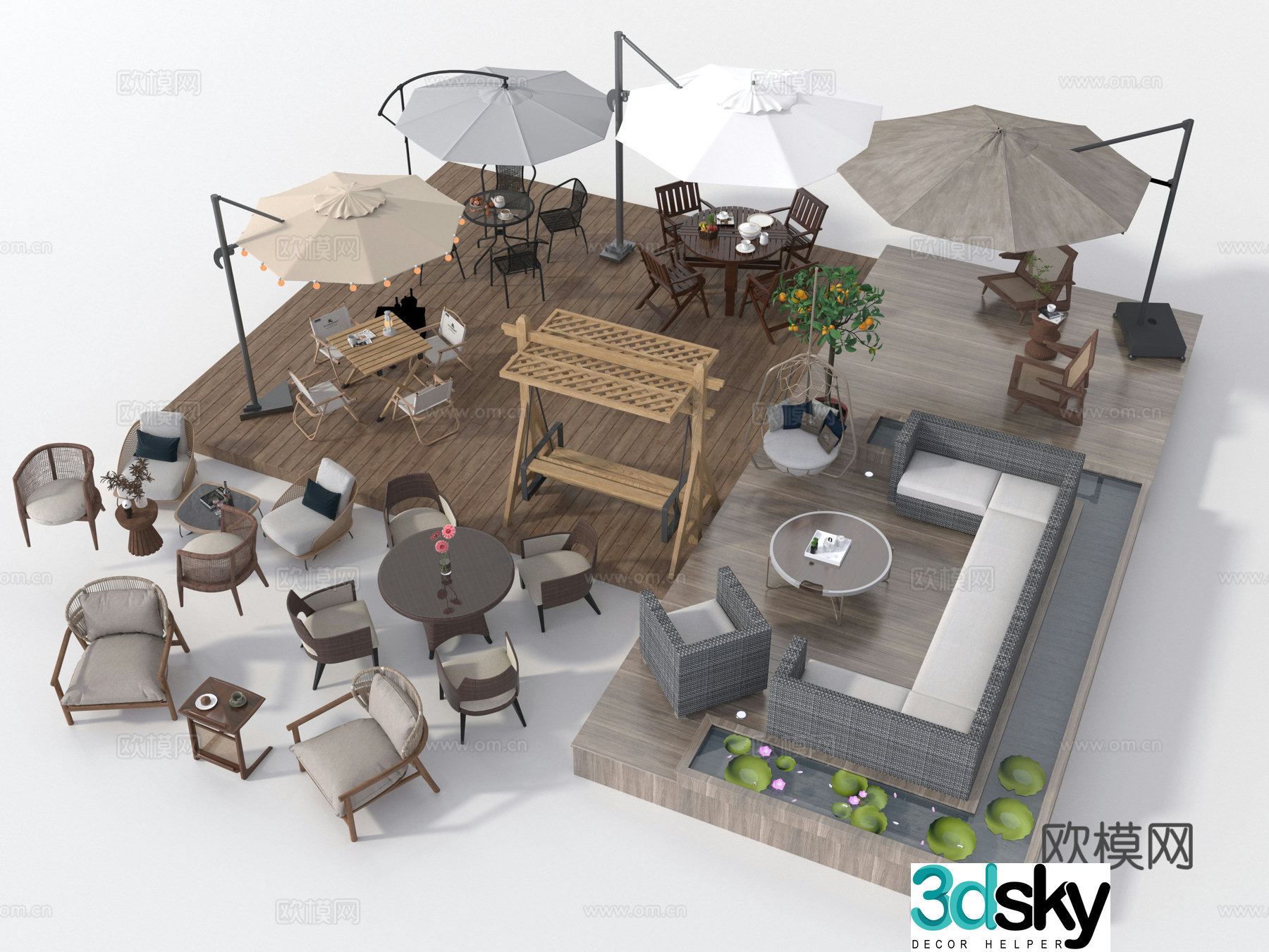 Outdoor table and chair 3d model