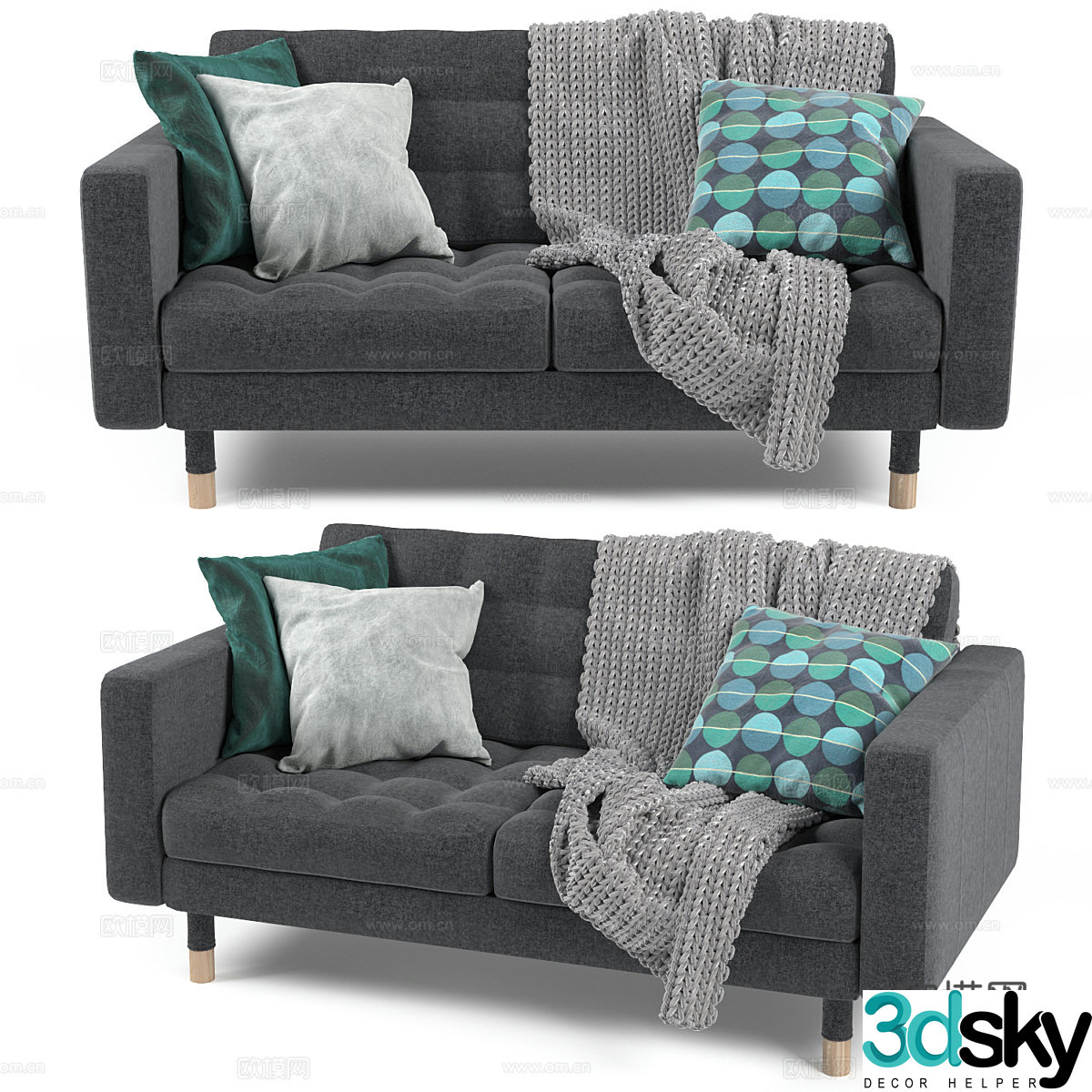 3d model of double sofa