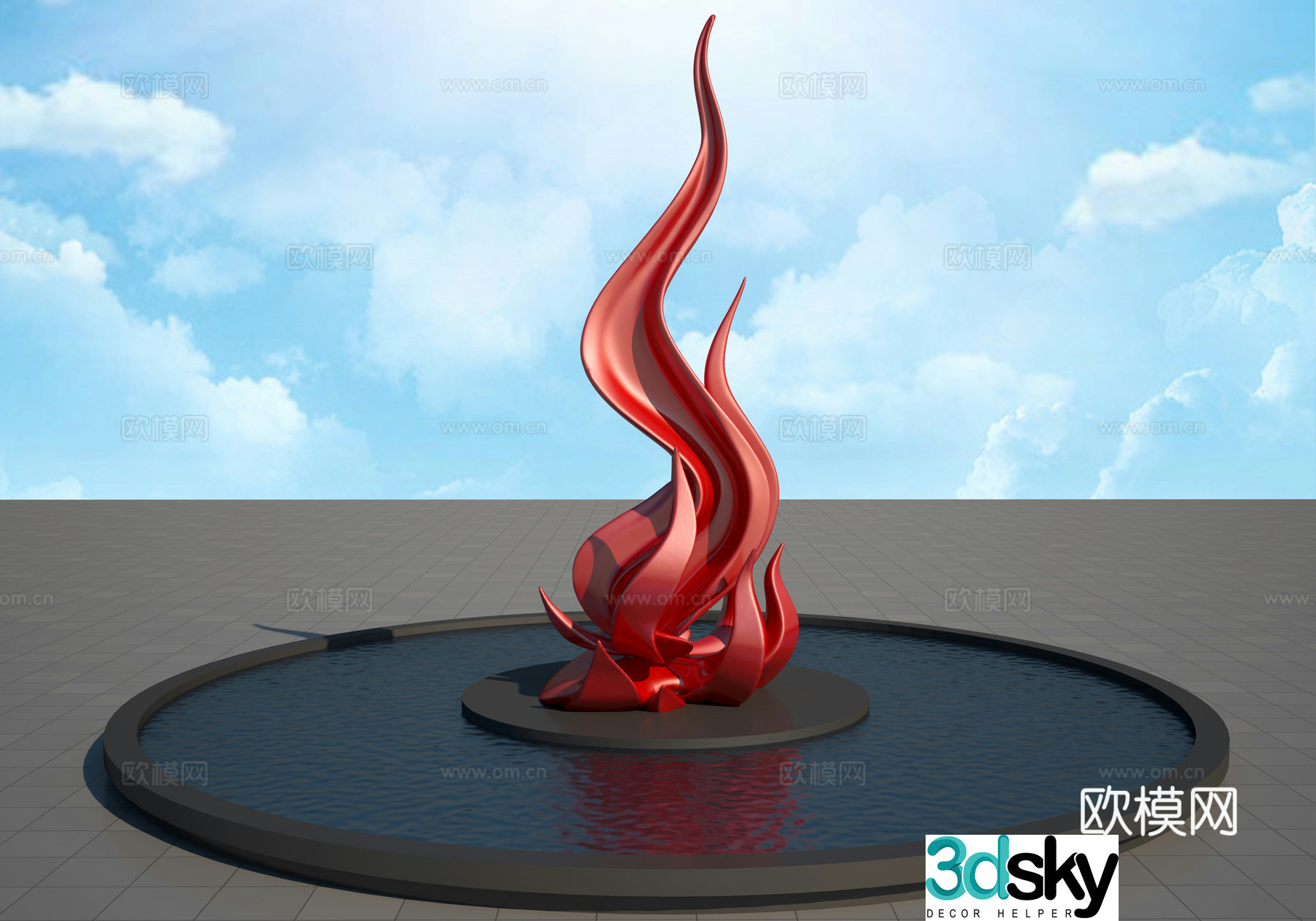 Red flame 13d model