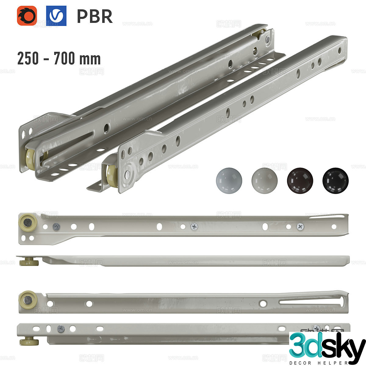 Guide rails Furniture roller guide rails Slide rails Doors and window accessories Drawer slide rails Pull guide rails 3D model