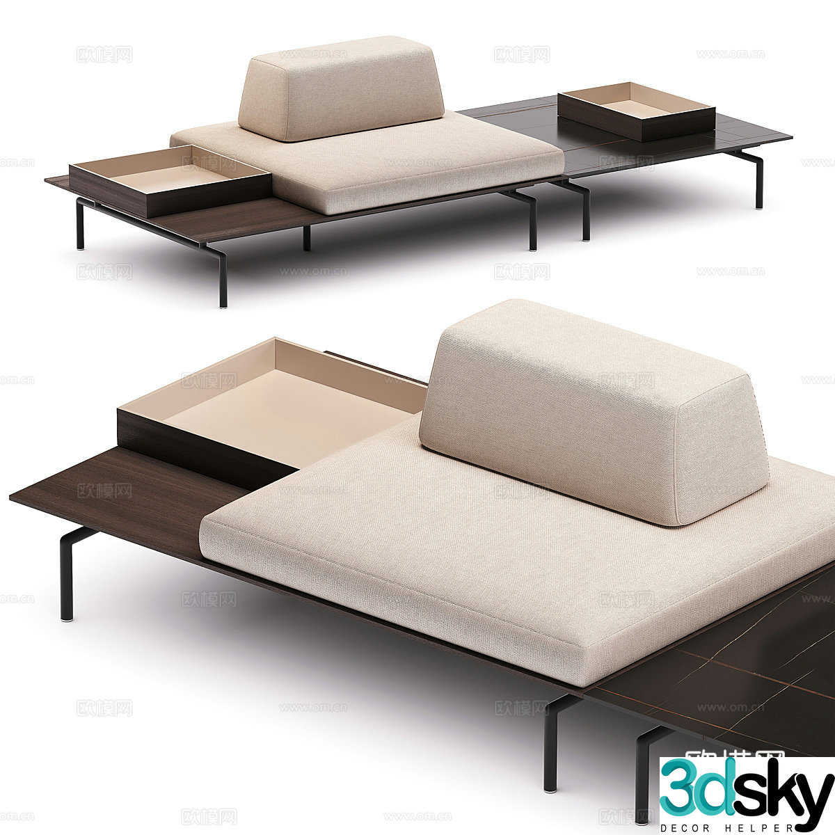 Sofa coffee table combination 3D model