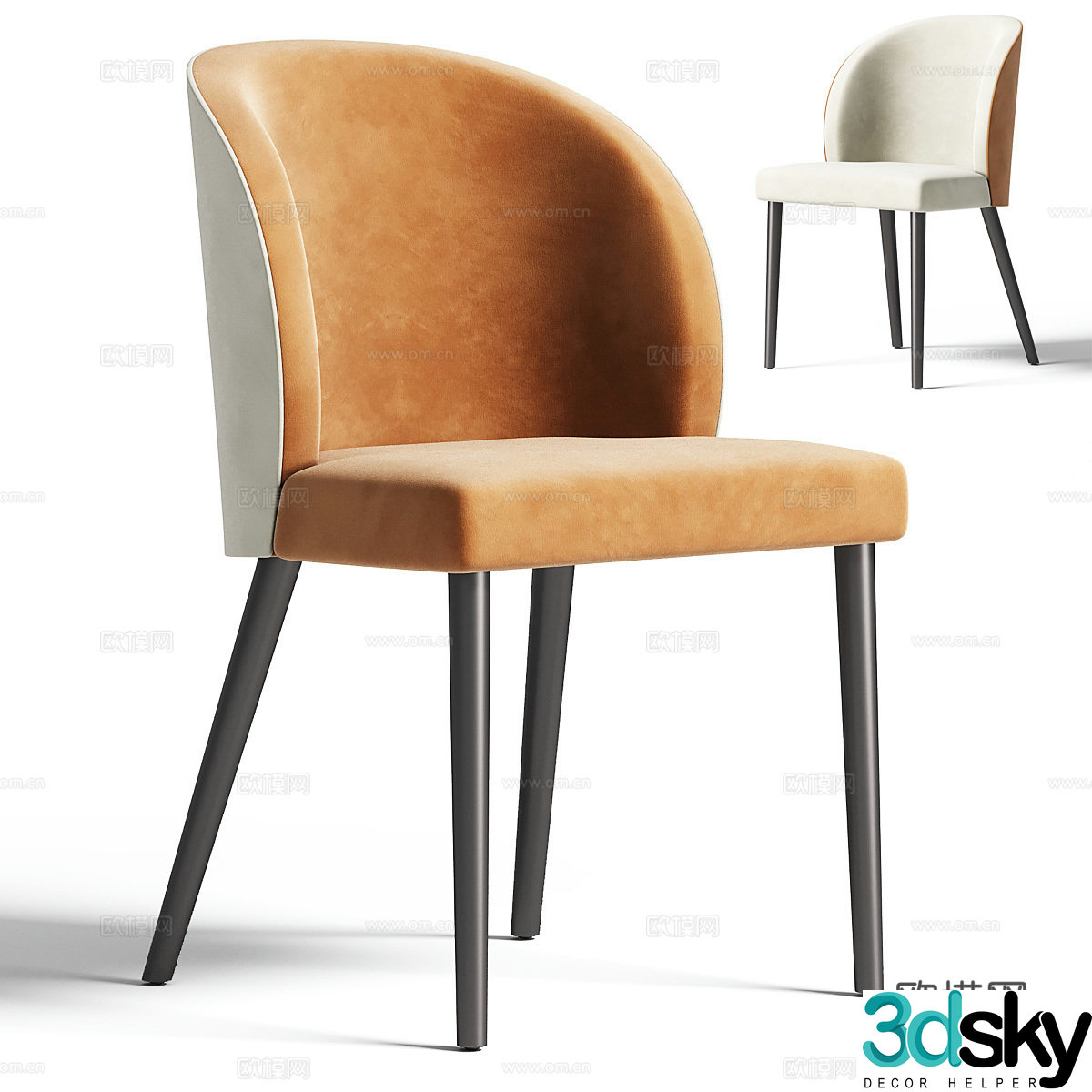 Fabric dining chair Simple dining chair Fabric single chair Fabric book chair Fabric backrest chair Fabric casual 3D model