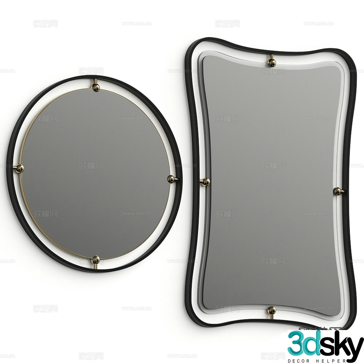 Mirror Decorative Mirror Dressing Mirror Makeup Mirror Wall Mirror Decorative Pendant Wall Decorative 3D Model