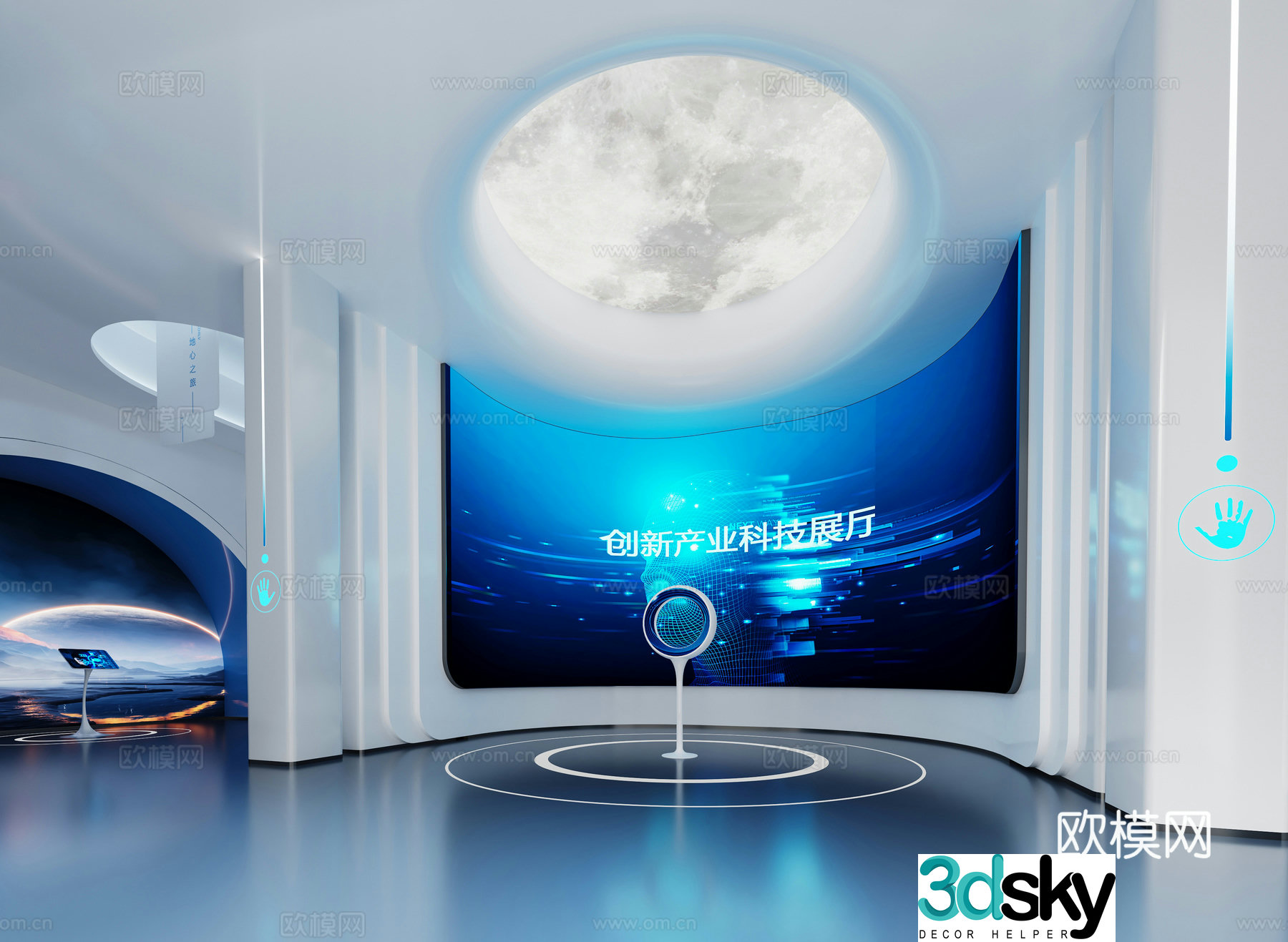 Modern tech exhibition hall 3d model