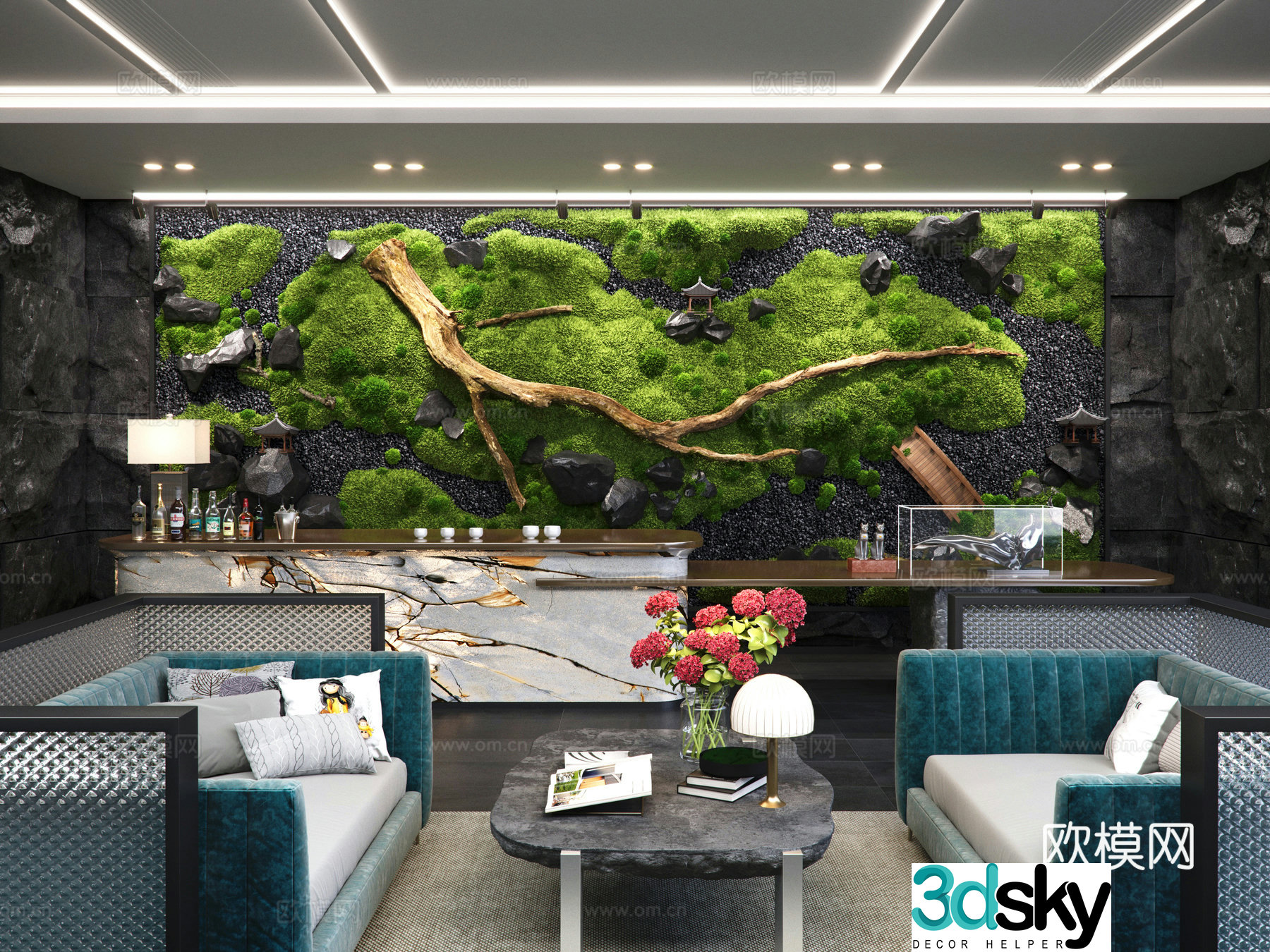 Modern hotel lobby bar 3d model