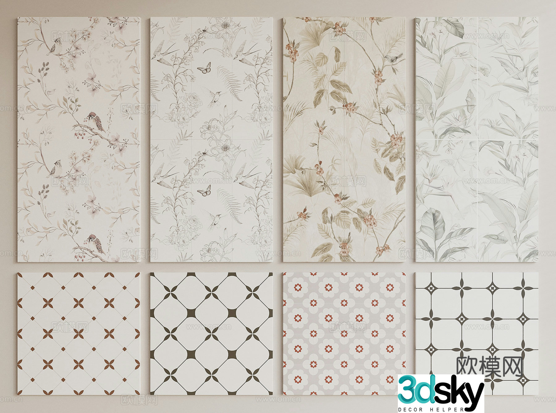 French tiles 3d model