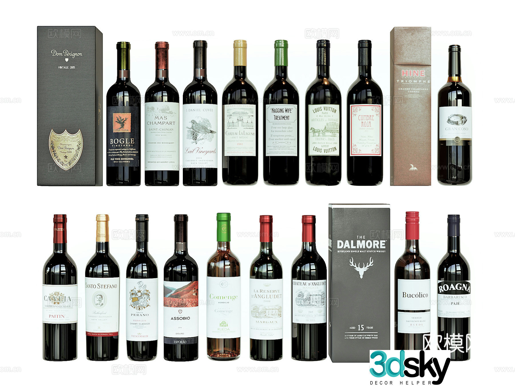 Modern red wine bottle wine 3d model