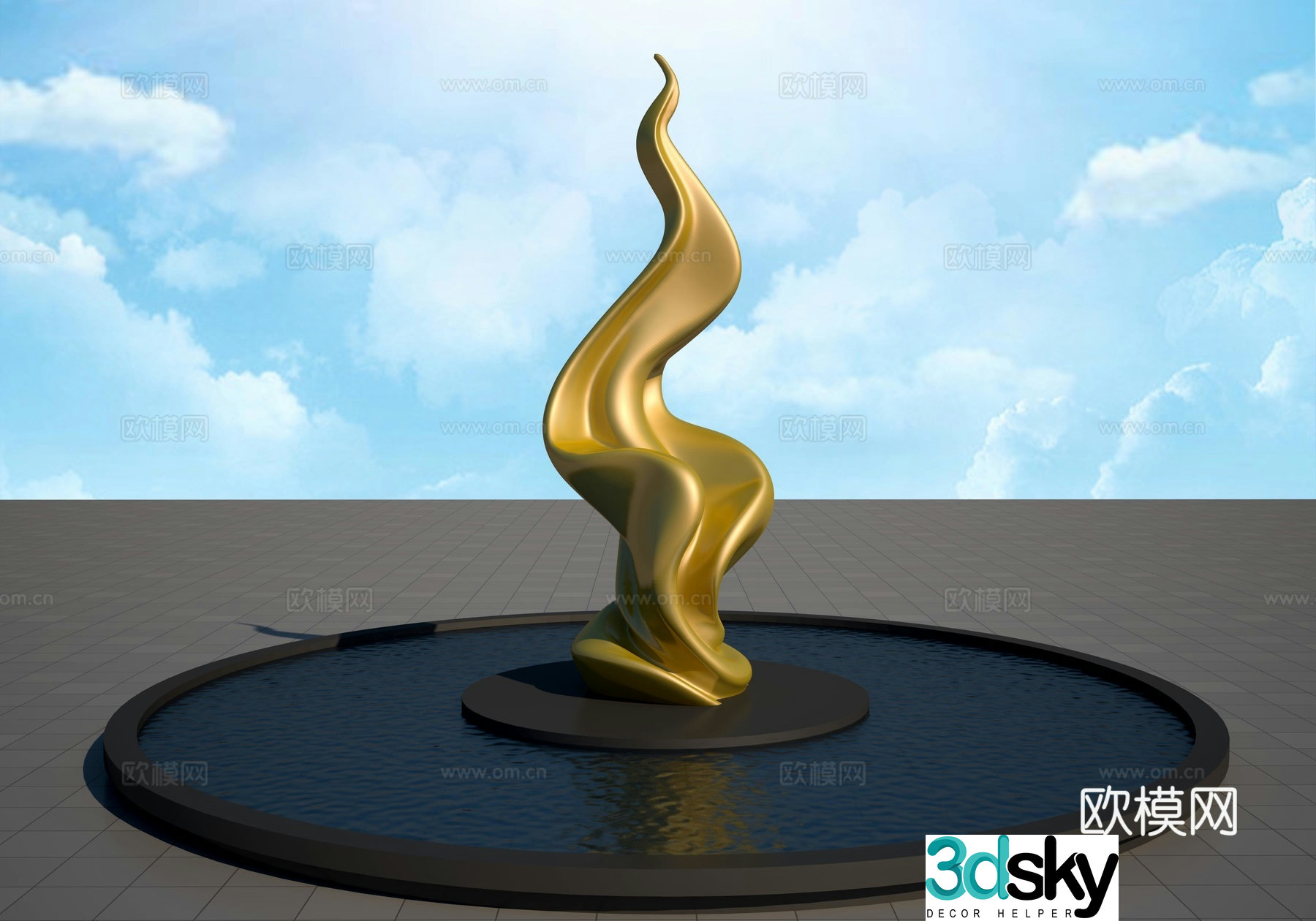 Golden flame 3d model