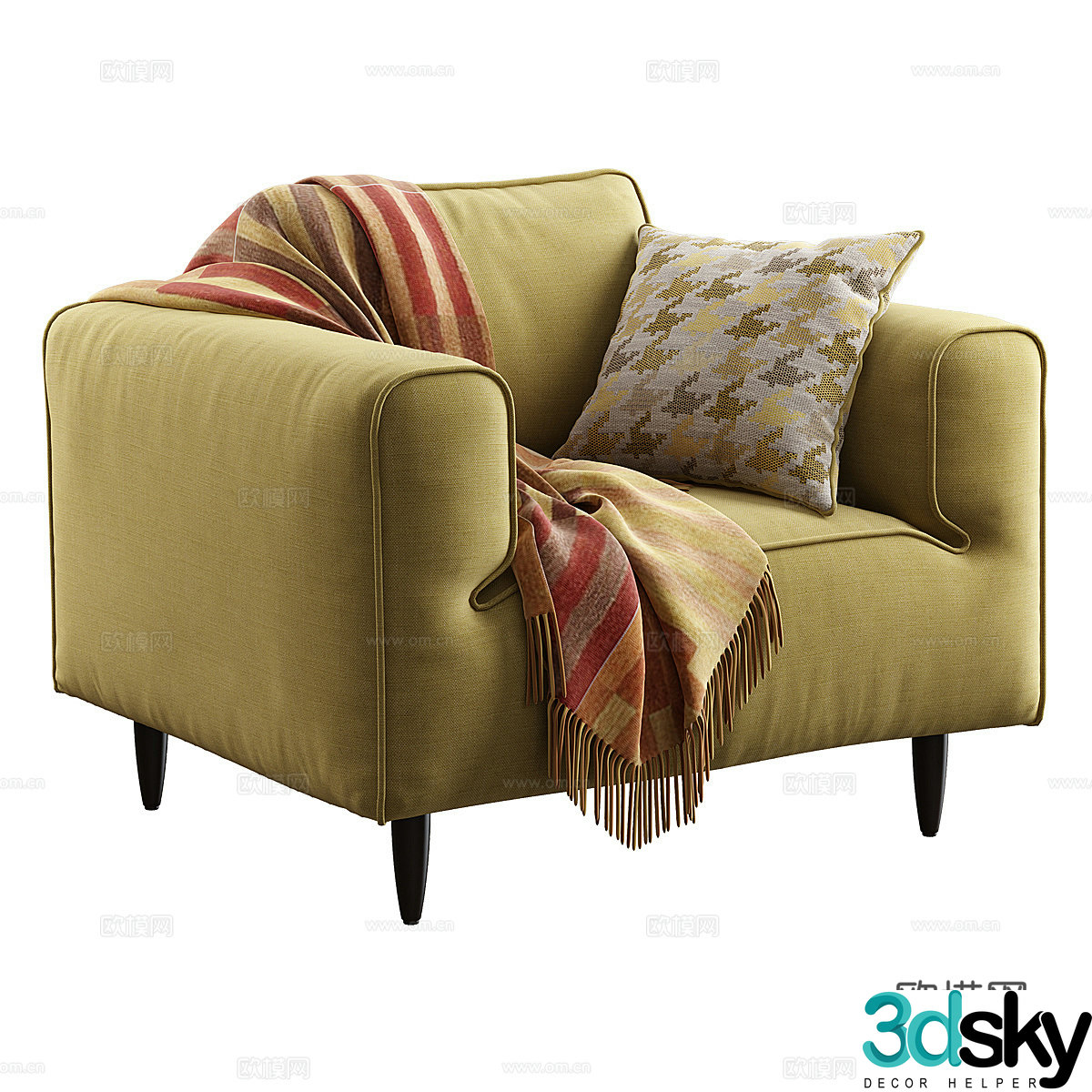 Fabric single sofa Fabric casual sofa Fabric small sofa Fabric sofa Fabric sofa chair Fabric single chair 3D model