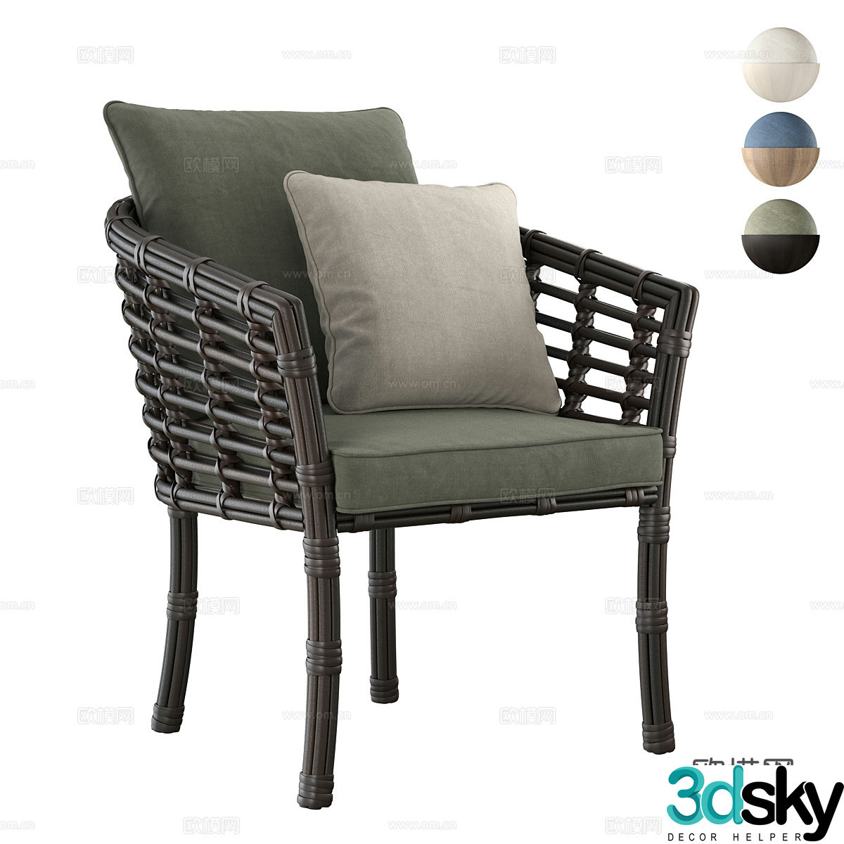 Rattan dining chair Rattan single chair Rattan leisure chair Rattan leisure chair Outdoor rattan chair Garden leisure chair 3D model