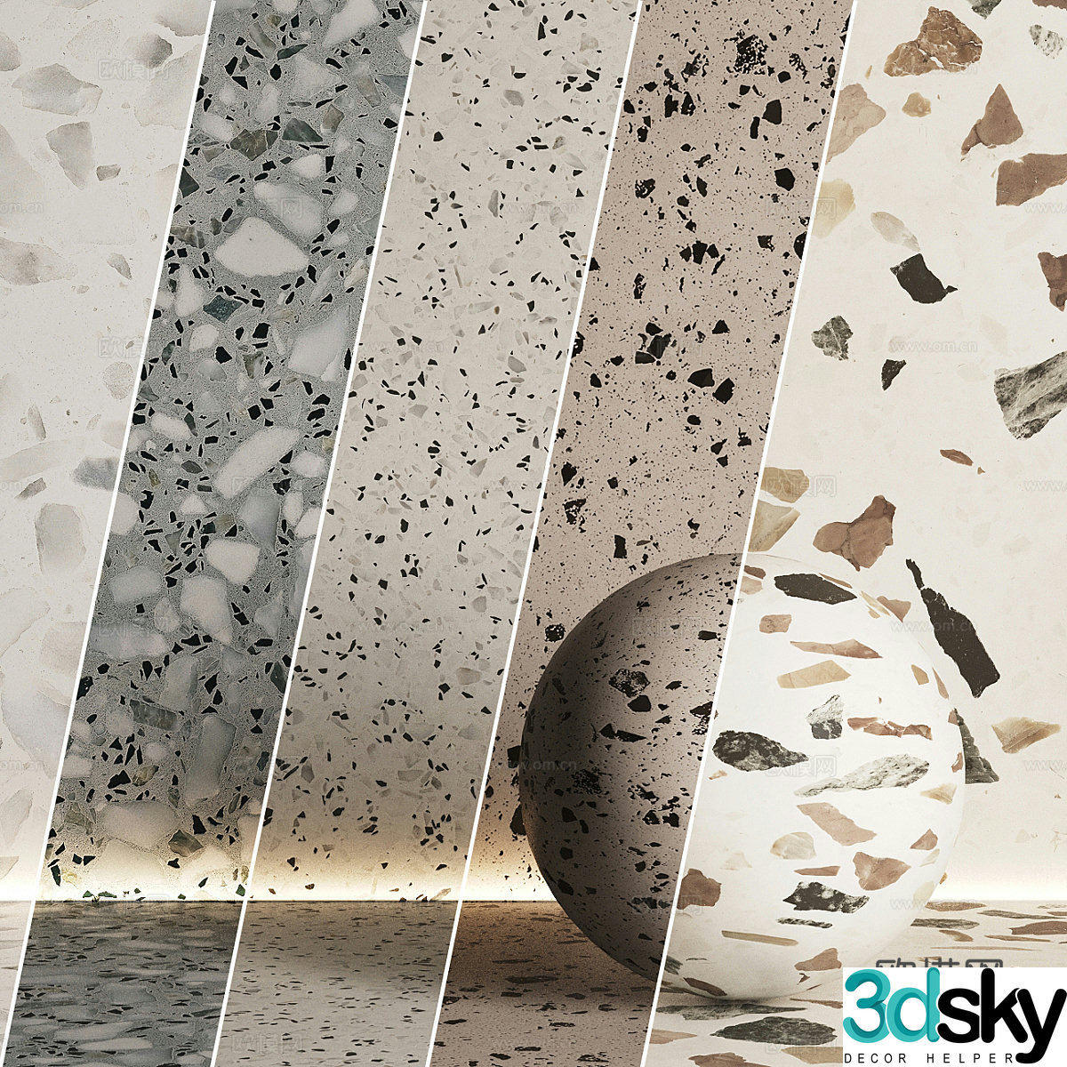 Milky white terrazzo terrazzo combination terrazzo floor tiles terrazzo wall tiles terrazzo rock slab 3D model