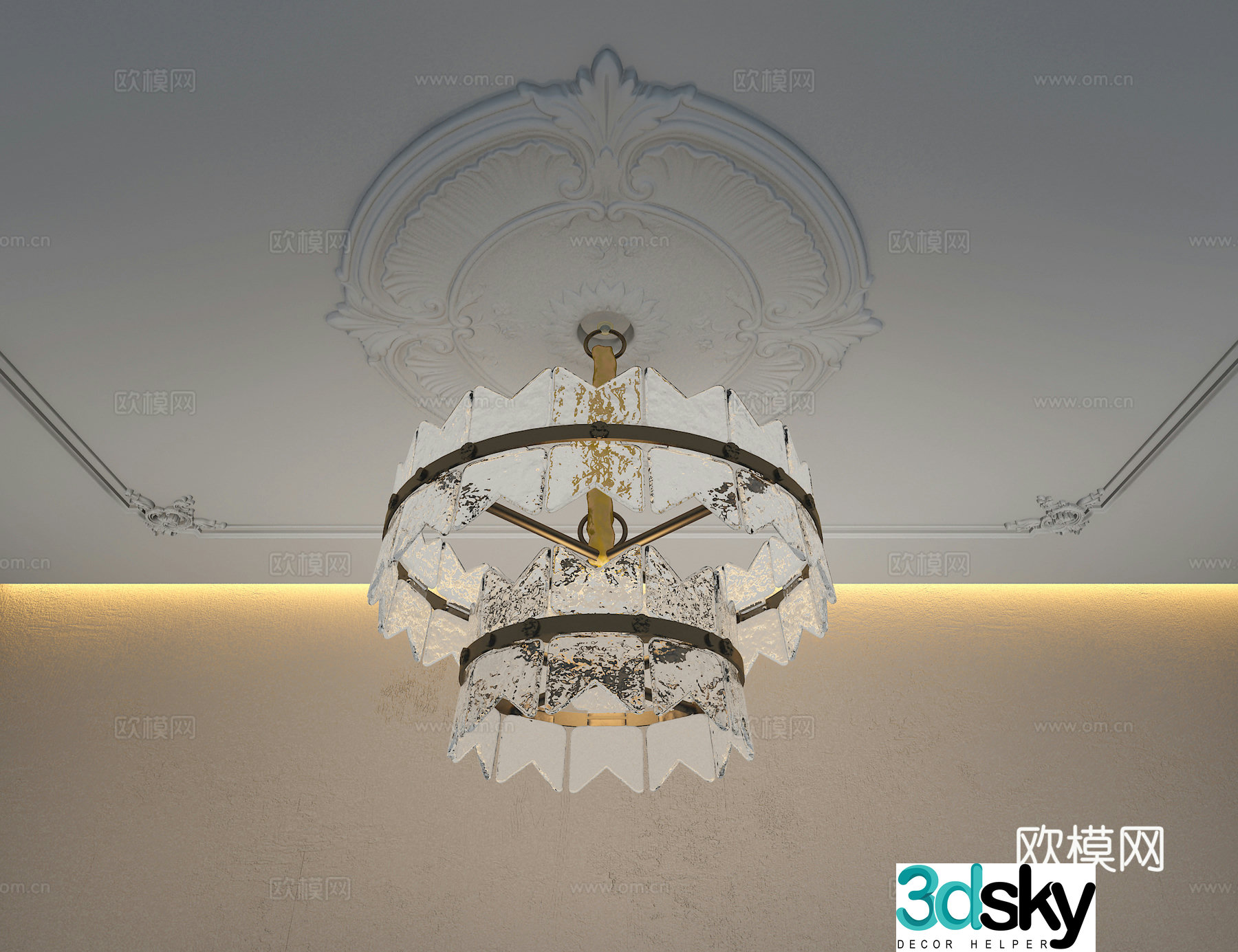 French light luxury chandelier 3D model