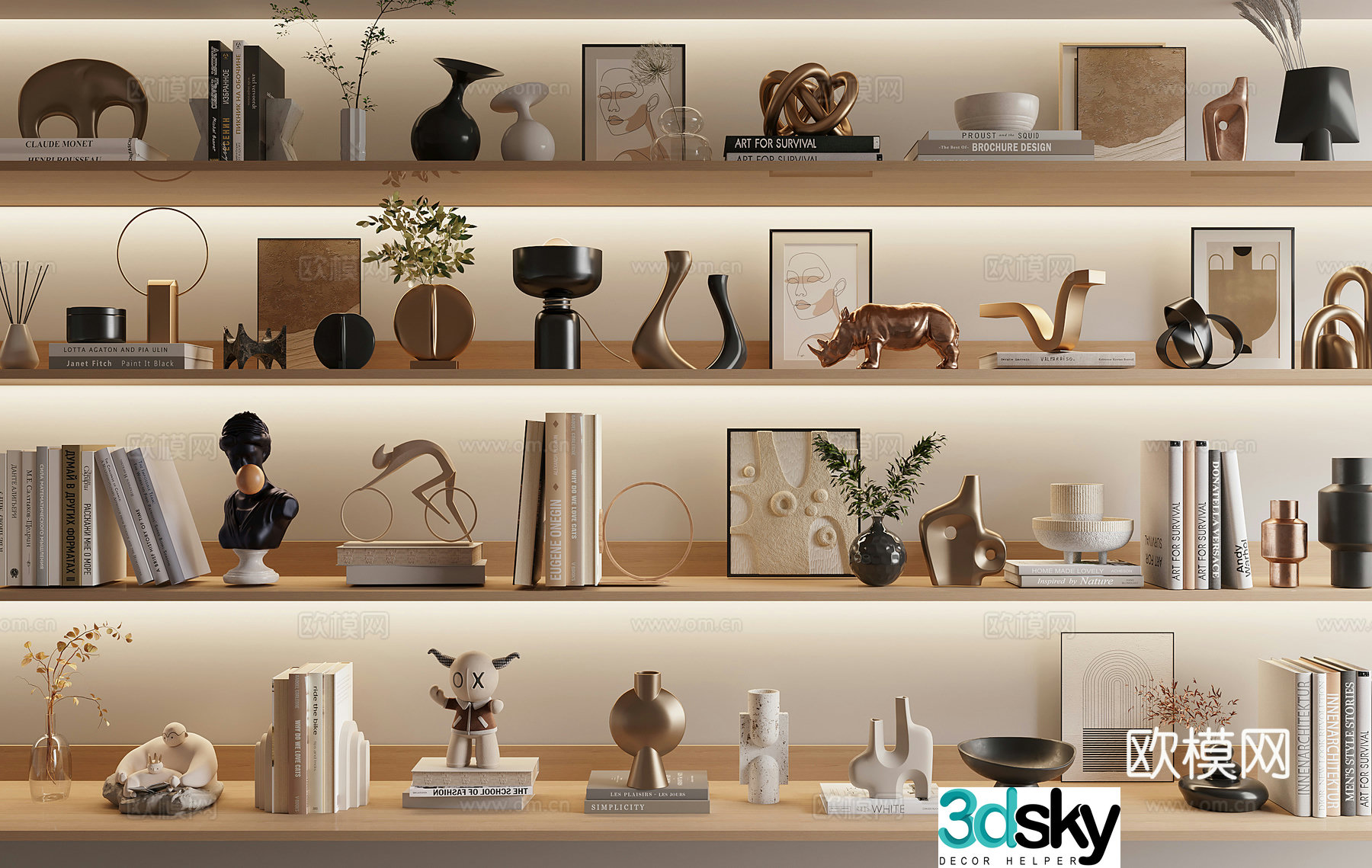 Modern decorative ornament combination 3d model