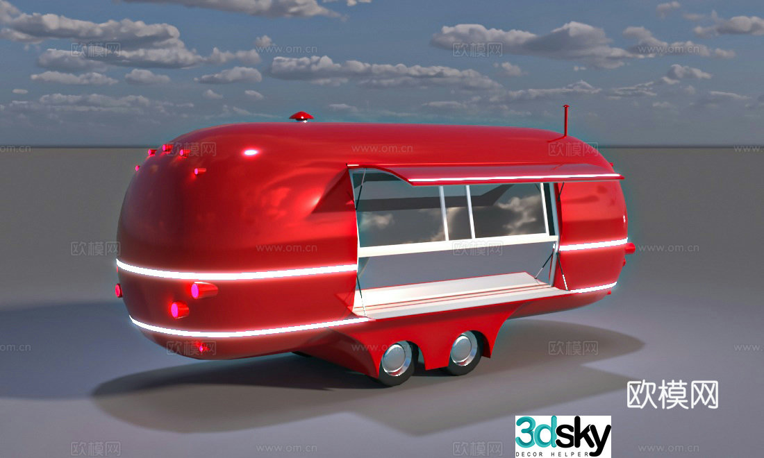 Mobile dining car 3d model