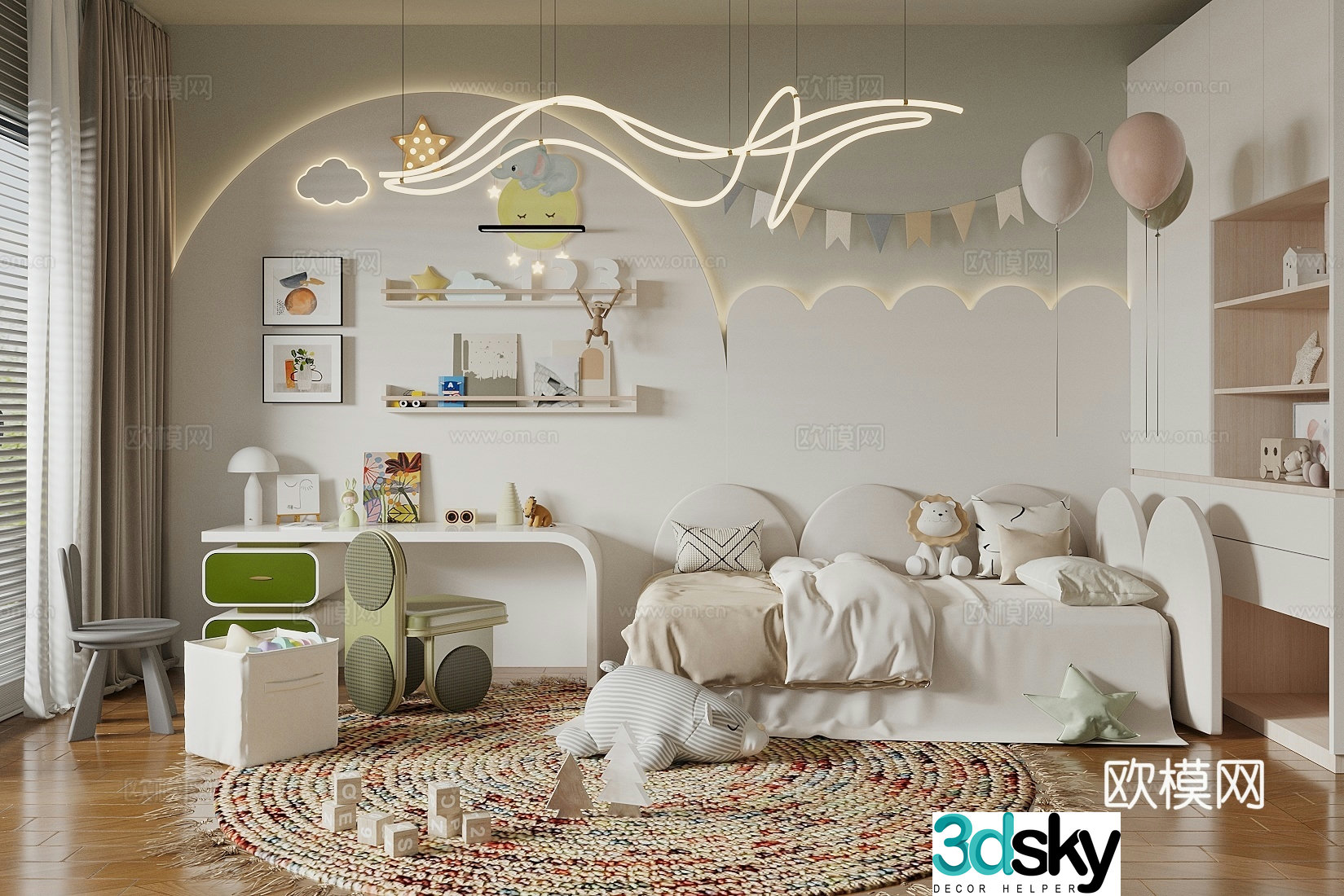 Modern children’s room Children’s entertainment room Children’s toy room Toy doll combination 3D model