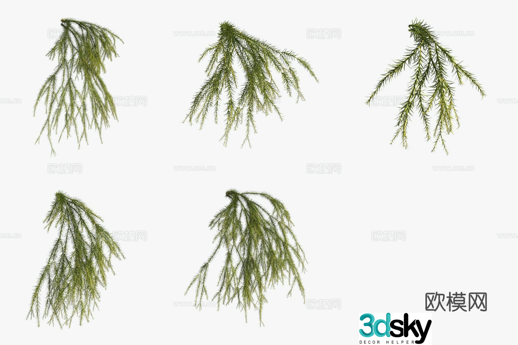 Rough stone pine flowers and plants green plants 3D model