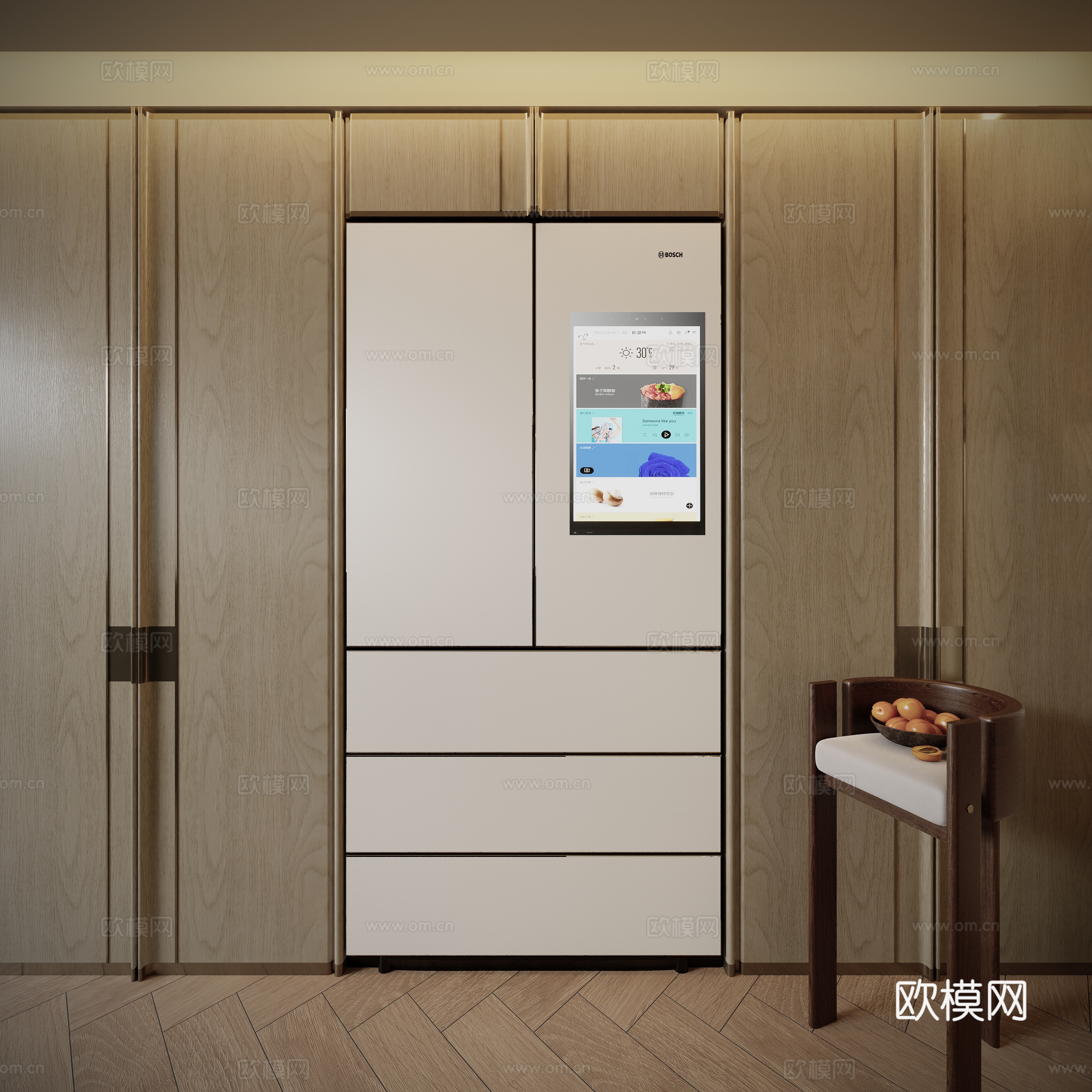 Modern light luxury cabinet refrigerator 3d model