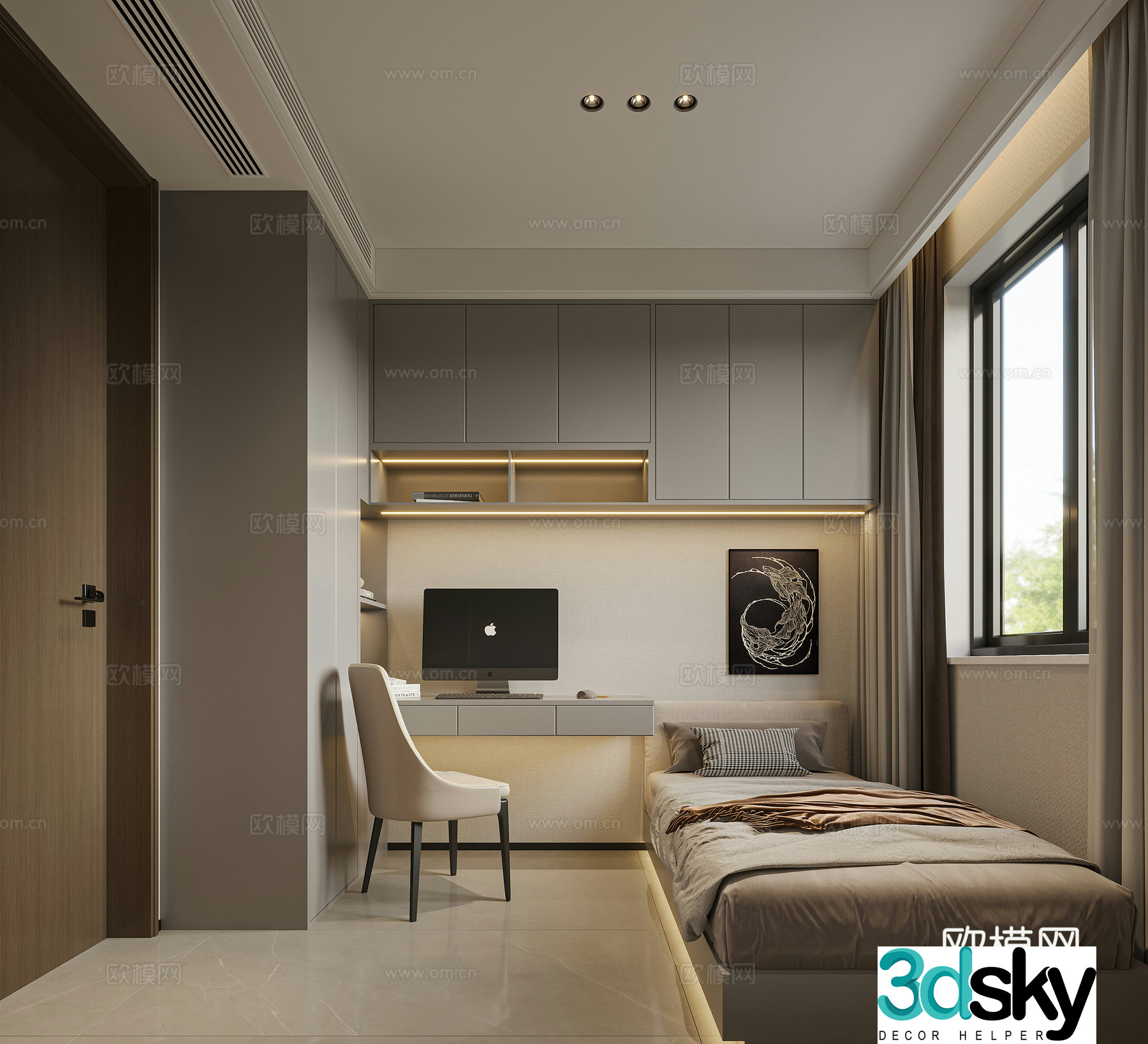 Modern tatami bedroom 3d model
