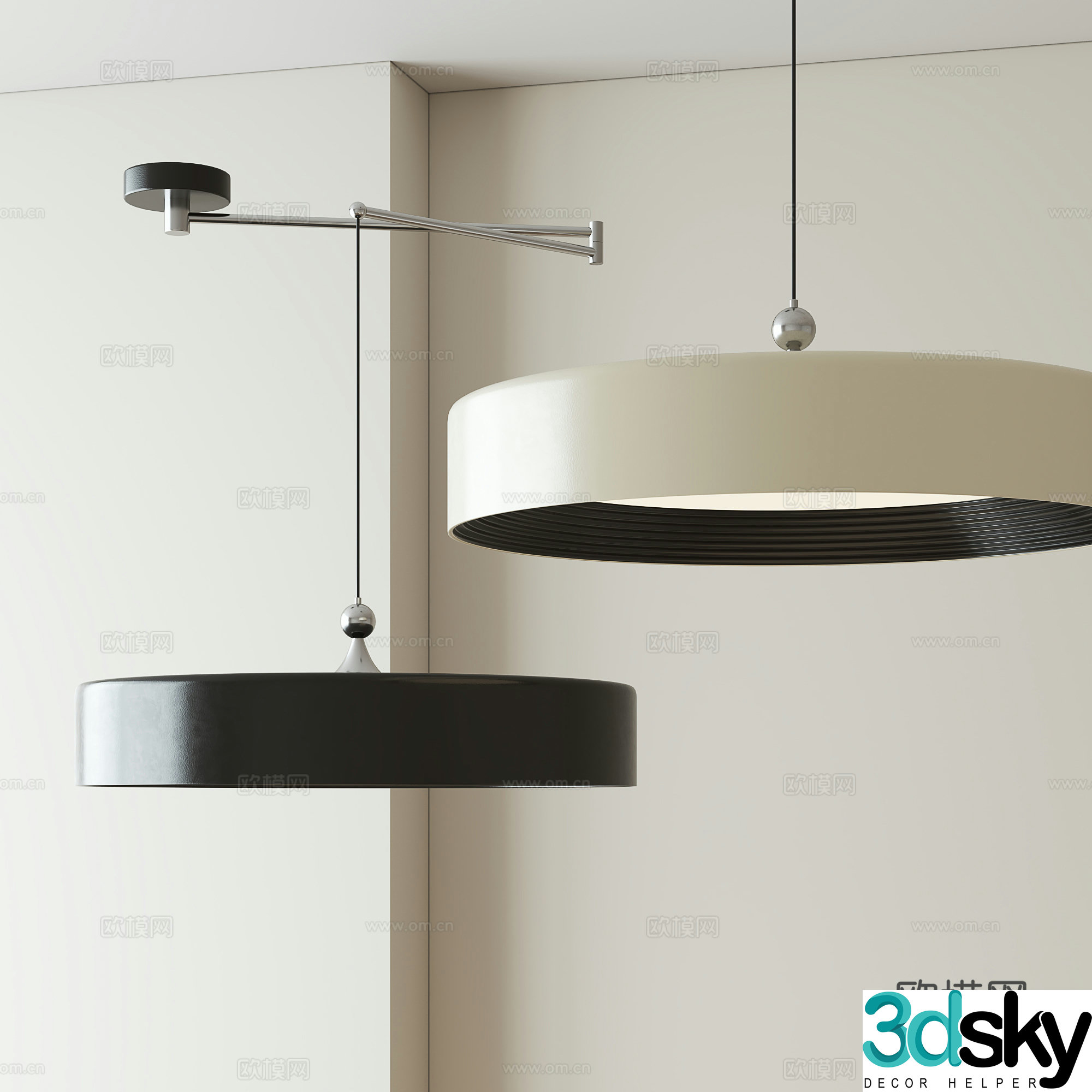 Modern minimalist restaurant chandeliers 3d model
