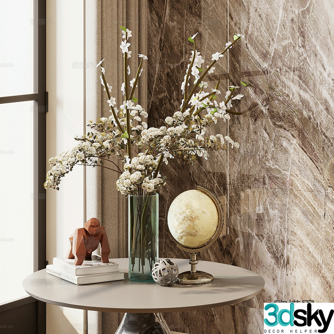 Modern flower art Indoor landscape flower art Living room dining table vase ornaments Hotel lobby flower art ornaments 3D model