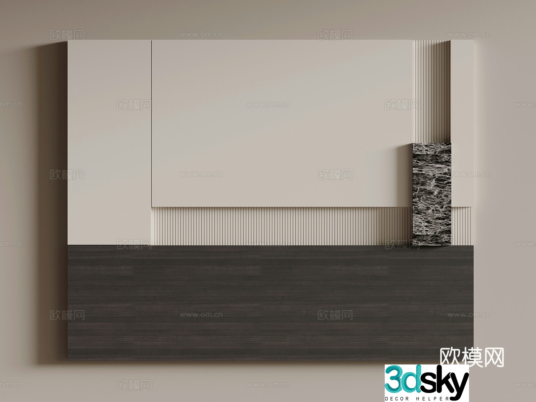 Modern minimalist background wall bedside background wall 3d model