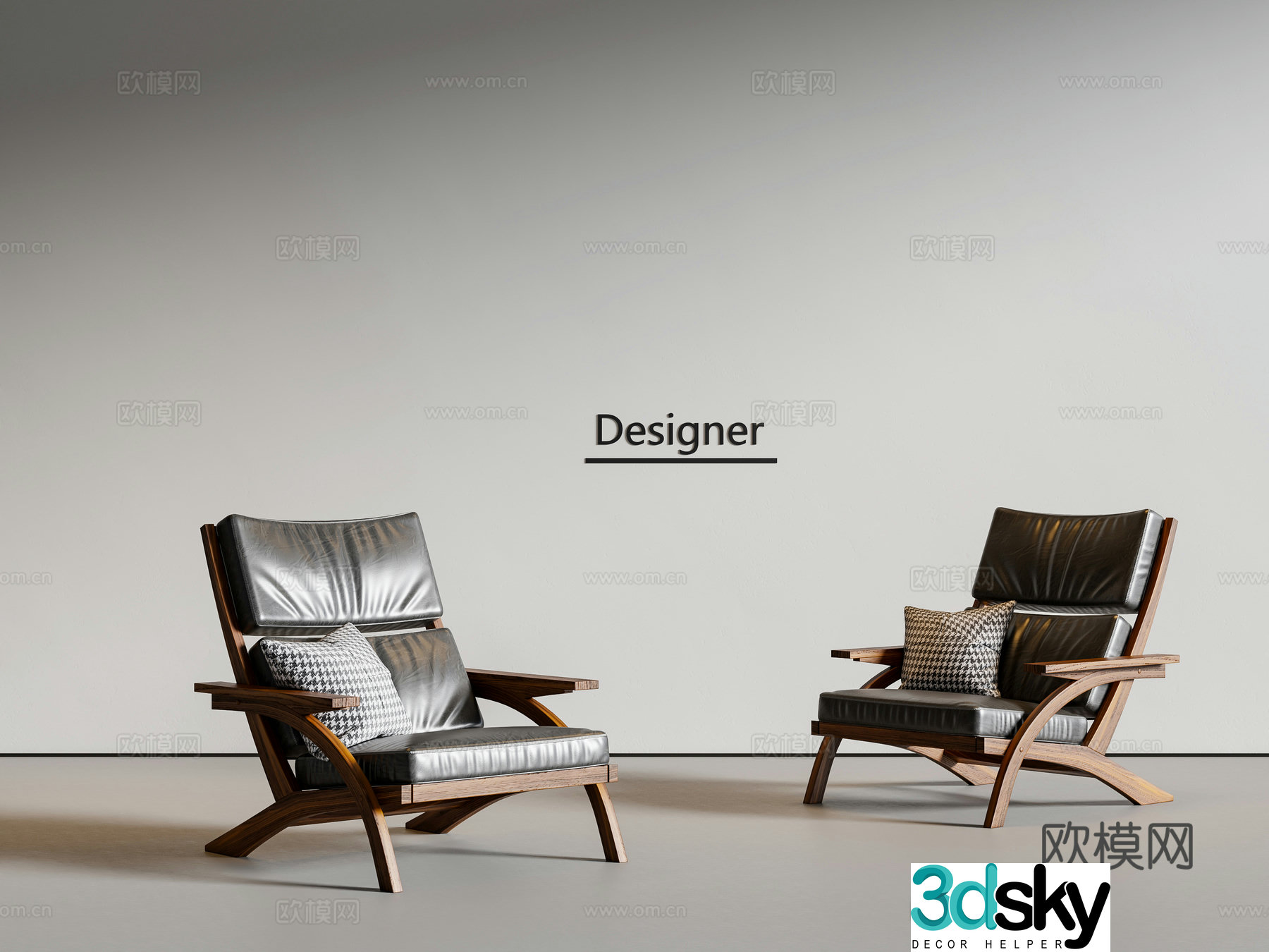 Medium style leisure chair 3d model