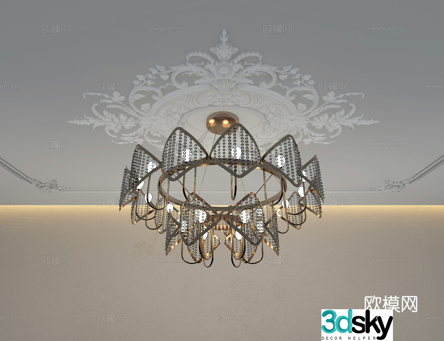 French light luxury chandelier 3D model